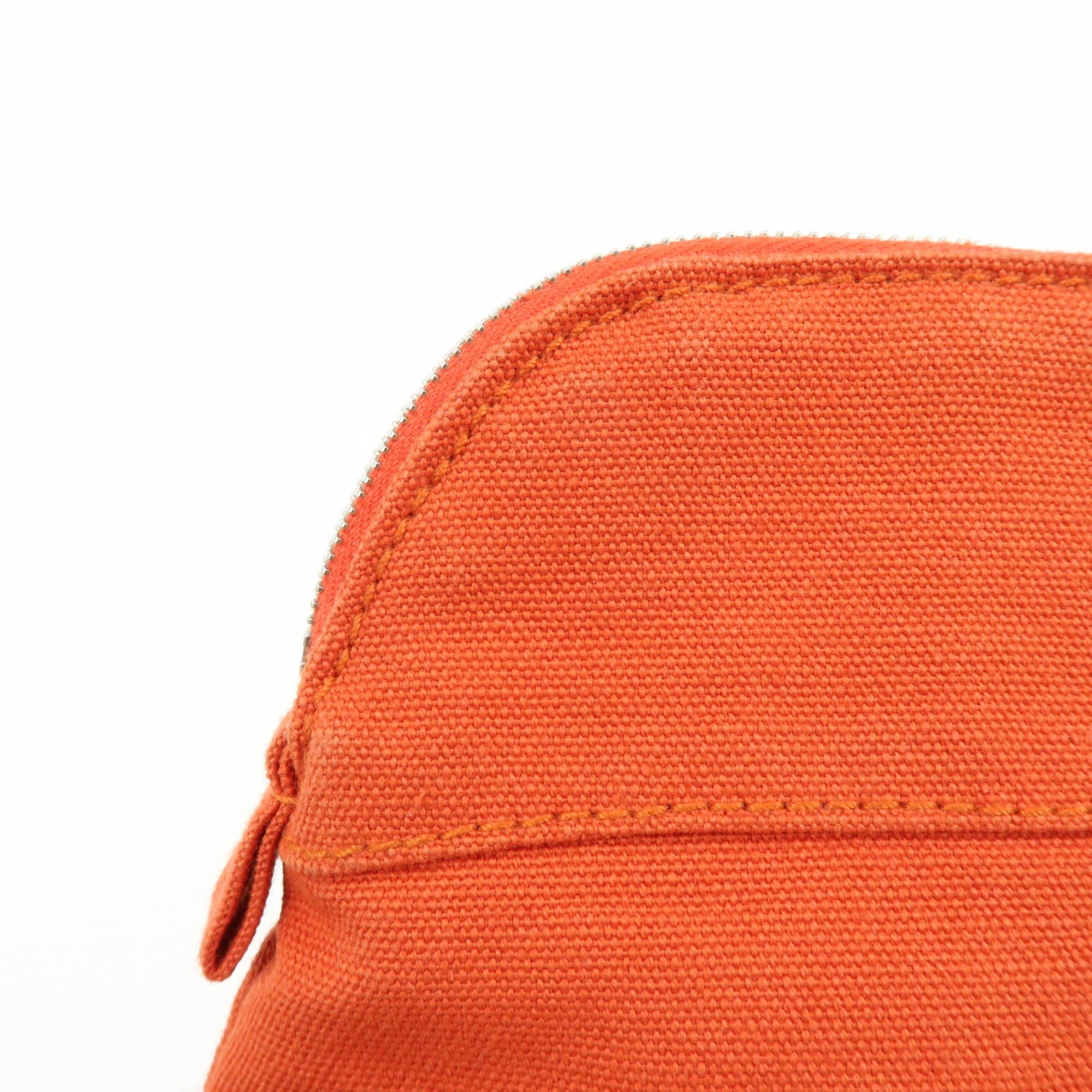 HERMES Bolide Mini Cotton Leather Pouch Cosmetic Pouch Orange