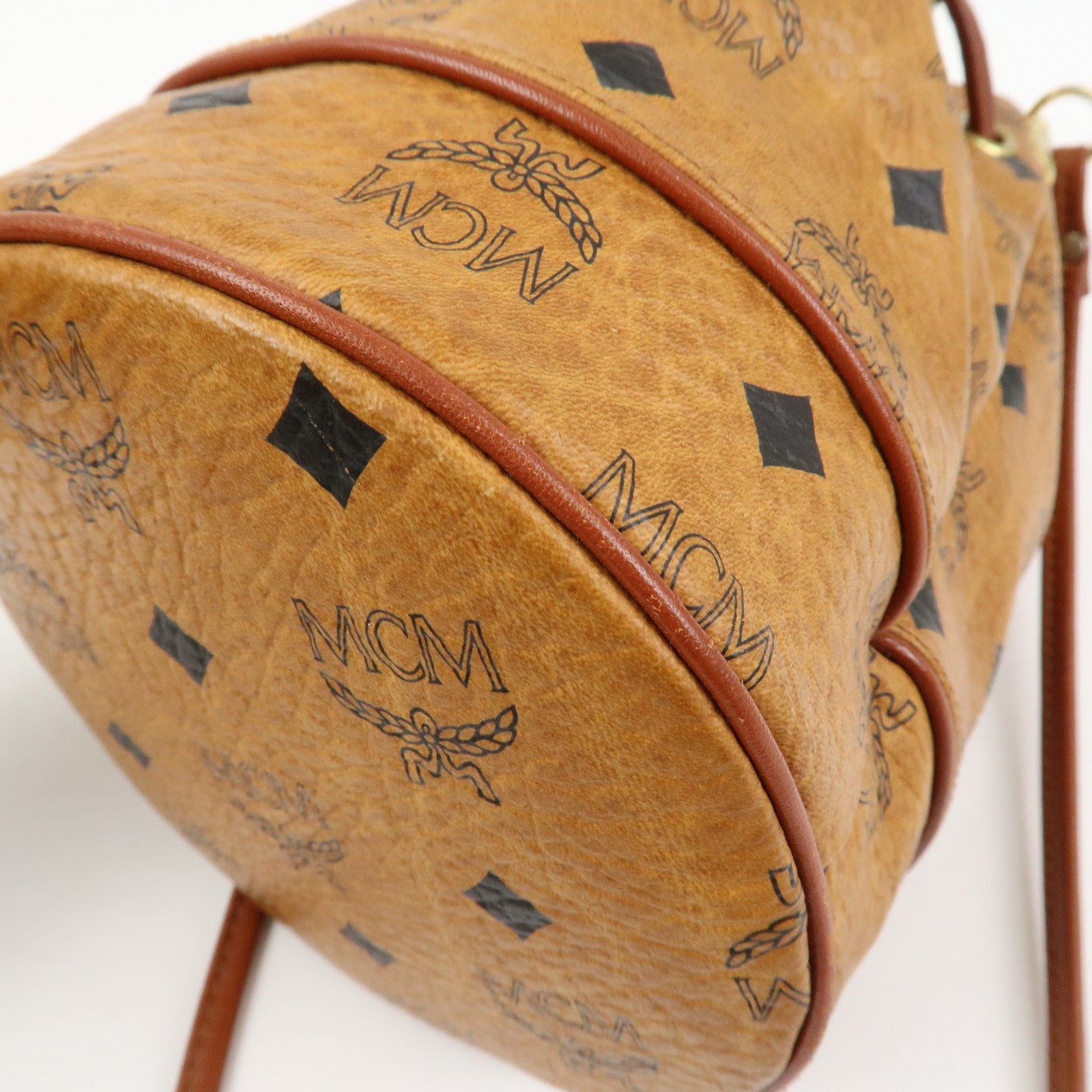 MCM Logo Leather Shoulder Bag Crossbody Bag Brown