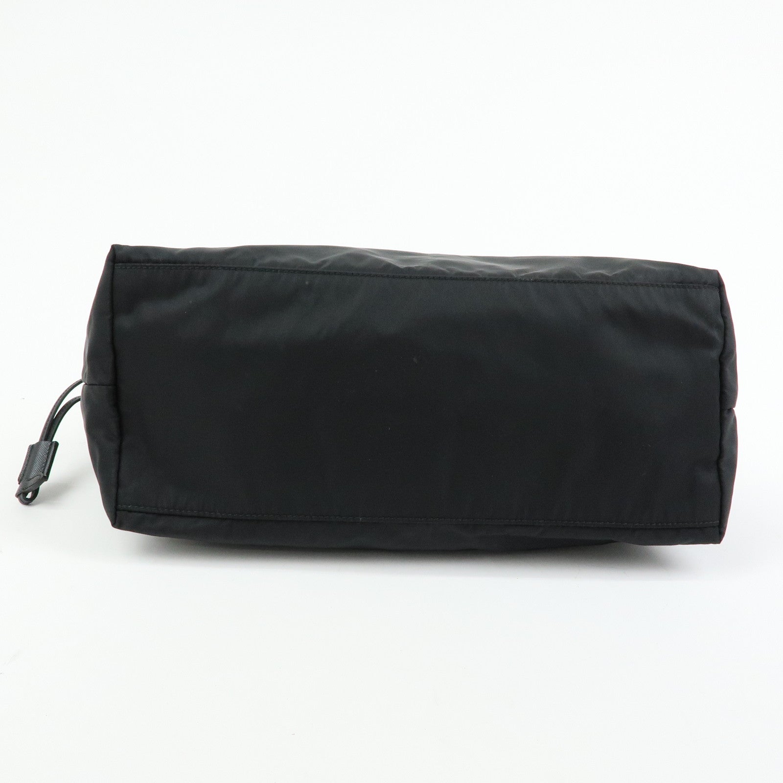 PRADA Logo Nylon Leather Tote Bag Shoulder Bag Hand Bag Black