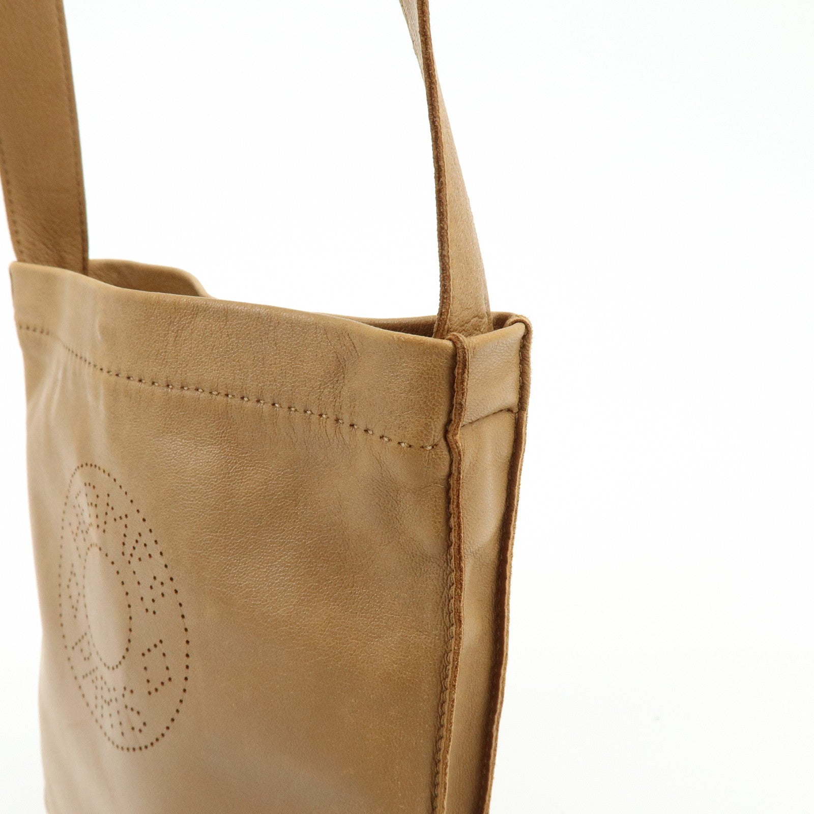 HERMES Leather Clou de Selle Shoulder Bag Crossbody Bag Brown