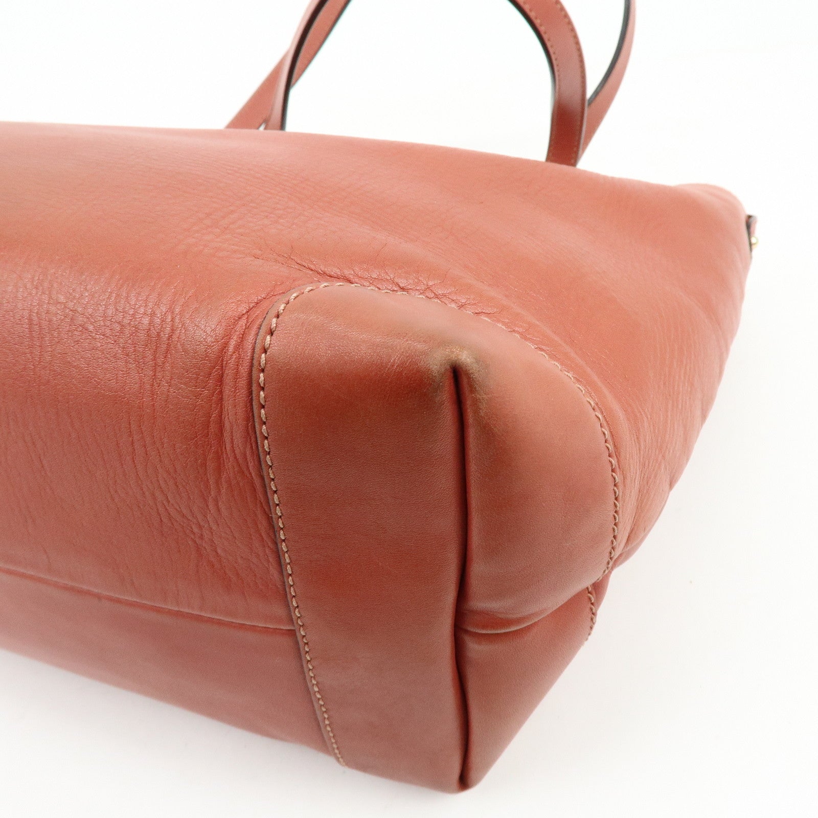 GUCCI Logo Leather Tote Bag Shoulder Bag Hand Bag Rose Pink 247209