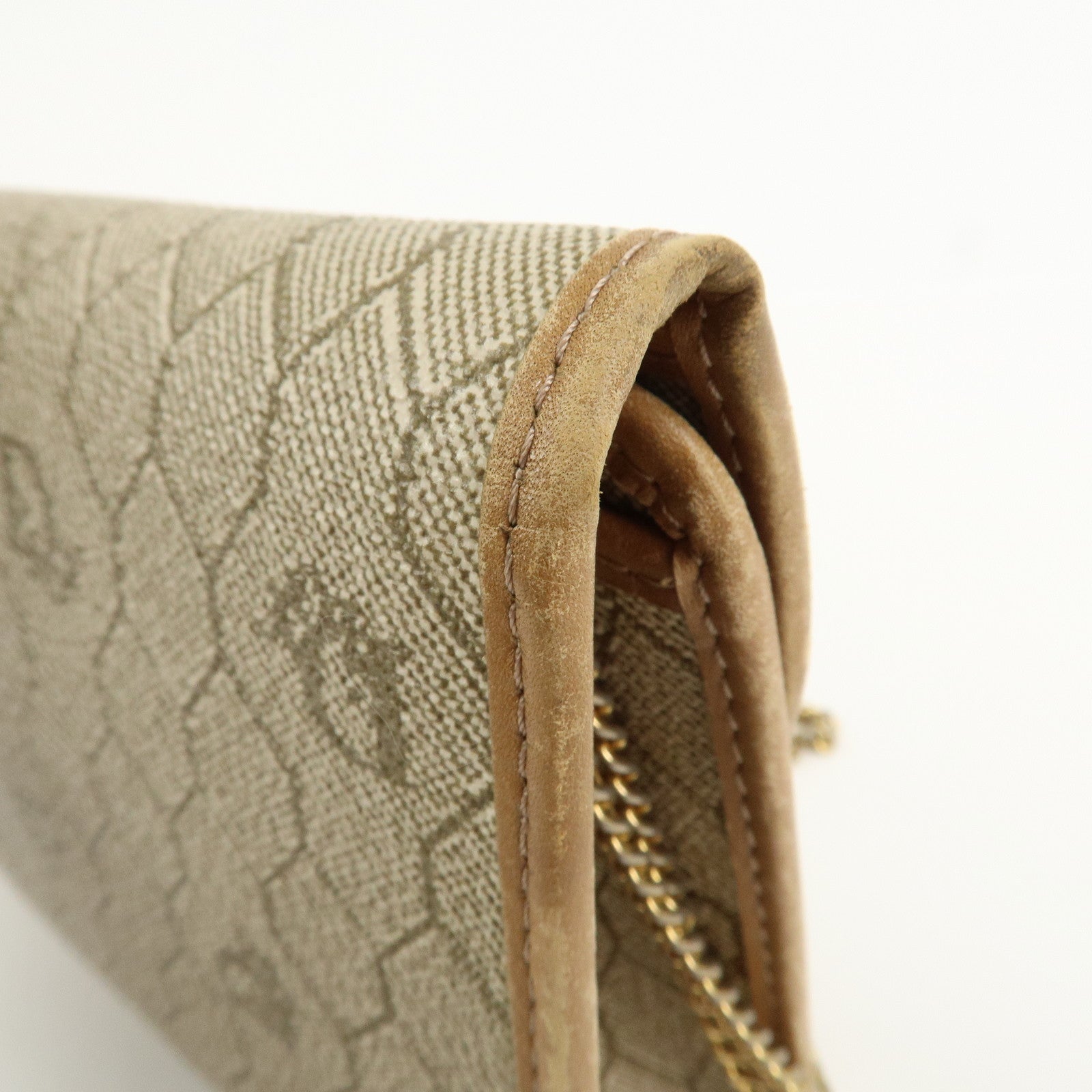 Christian Dior Honeycomb PVC Leather Chain Shoulder Bag Beige