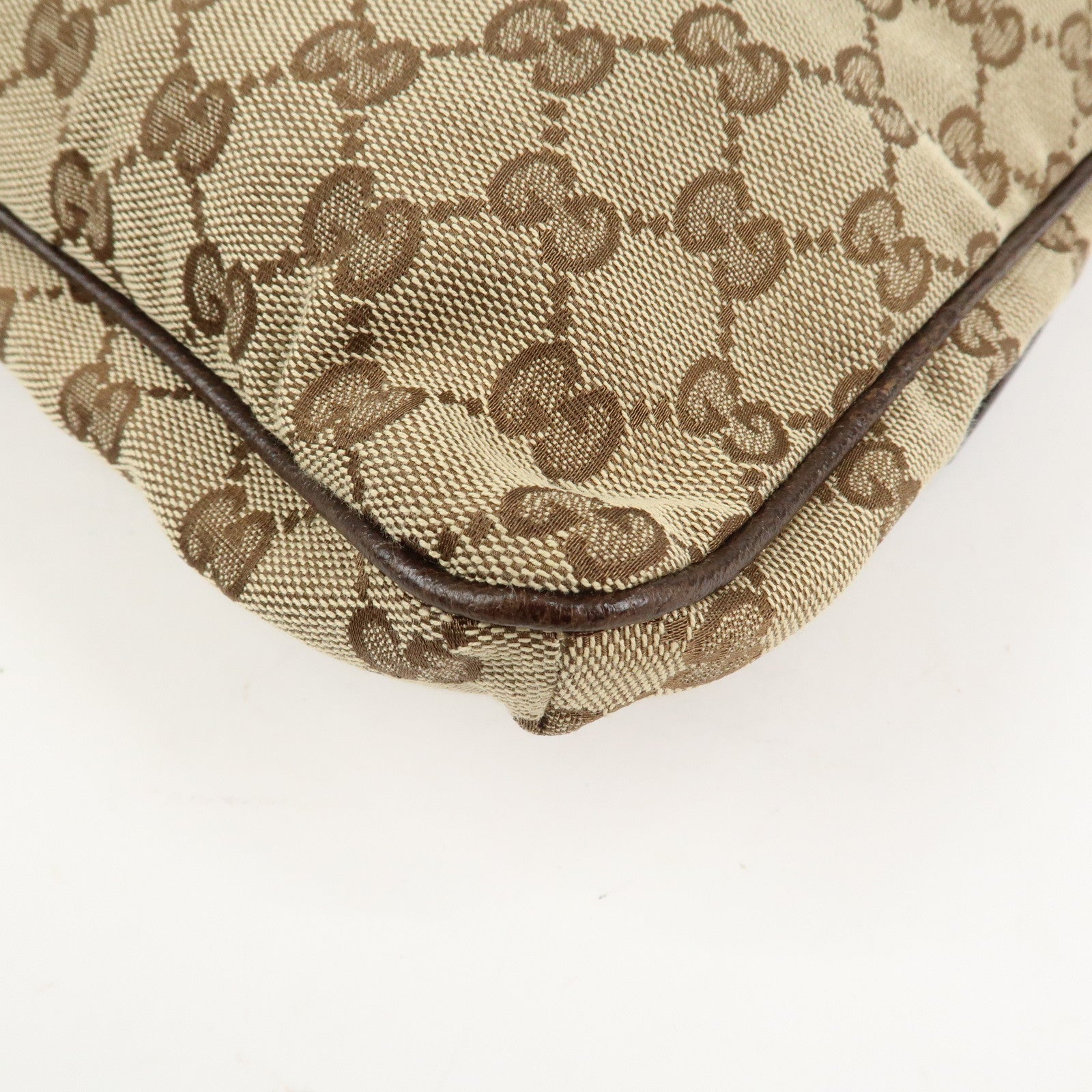 GUCCI Sherry GG Canvas Leather Shoulder Bag Beige Brown 169937