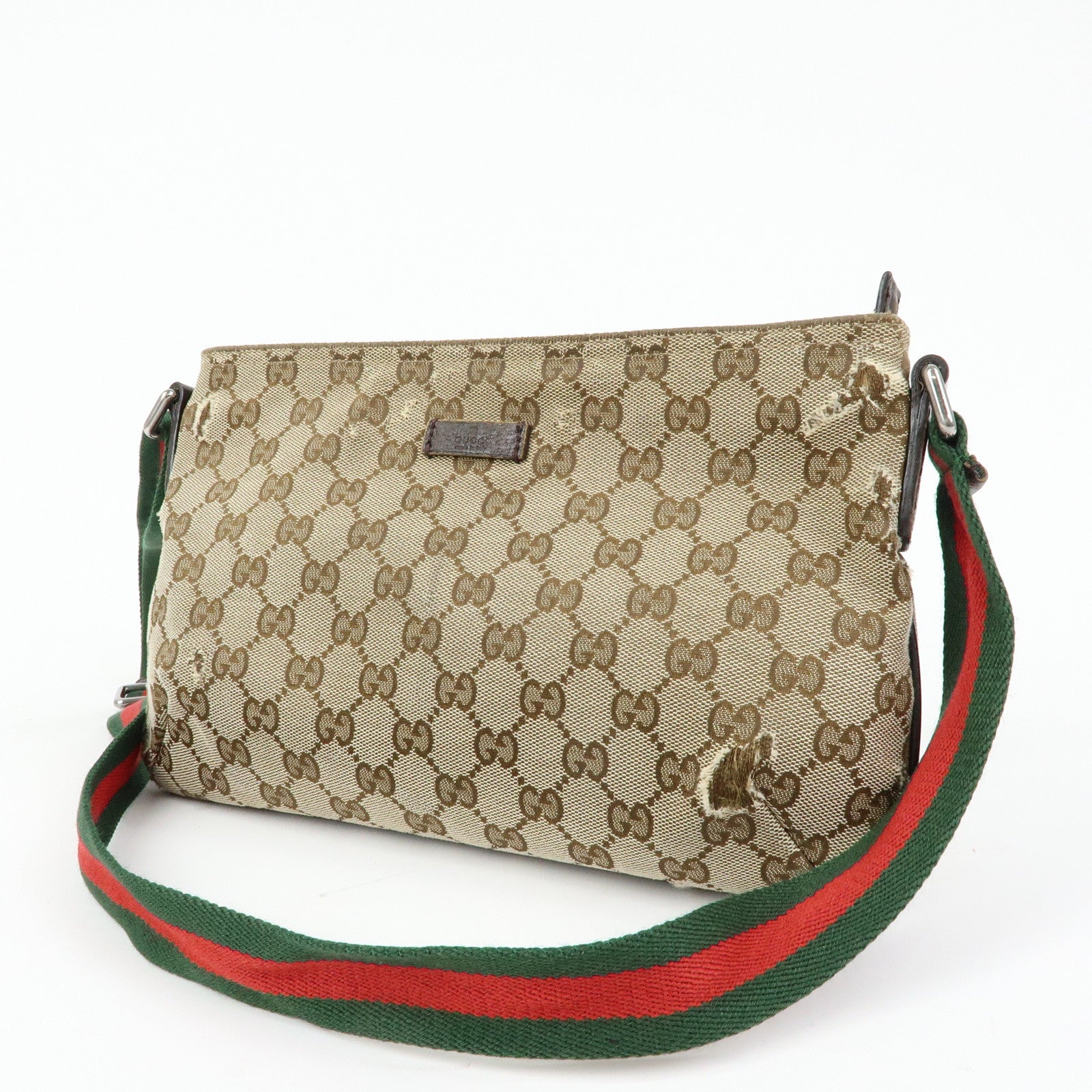 GUCCI Sherry GG Canvas Leather Shoulder Crossbody Bag Beige 189749