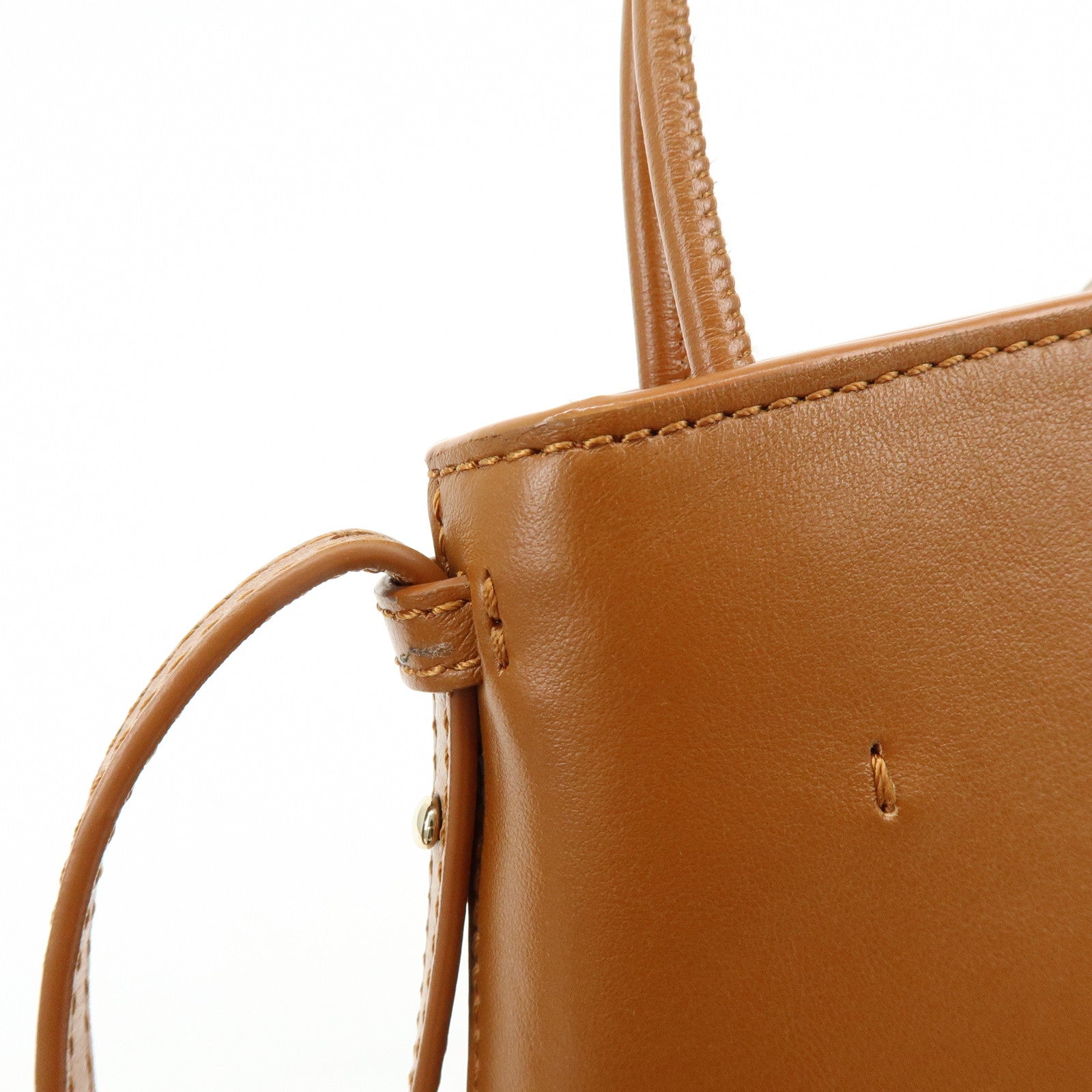 Chloe Micro Tote Bag Leather 2Way Bag Shoulder Bag Hand Bag Camel