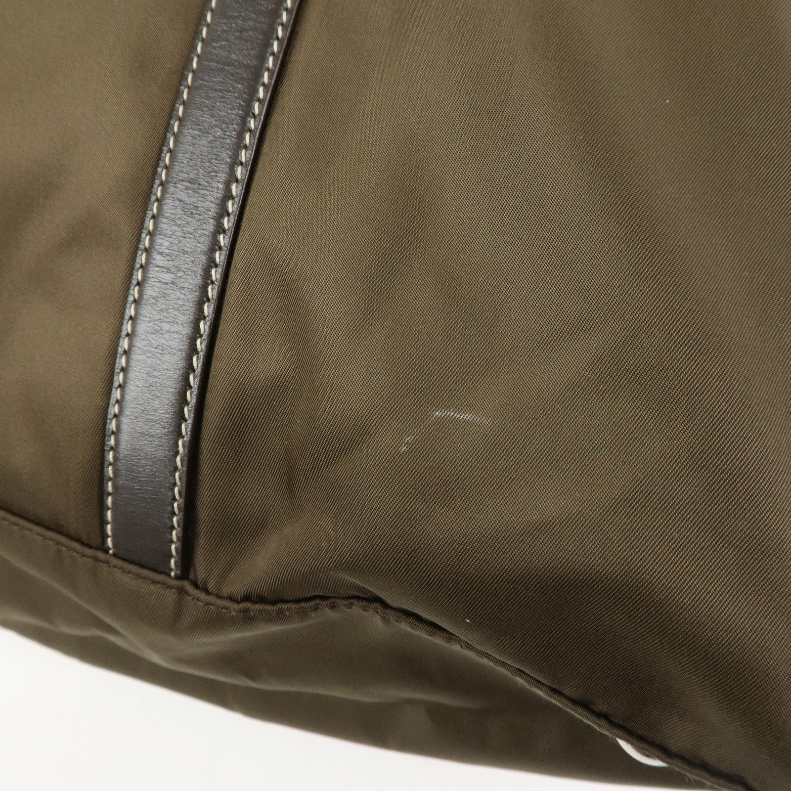 PRADA Triangle Logo Nylon Leather 2Way Hand Bag Shoulder Bag Khaki