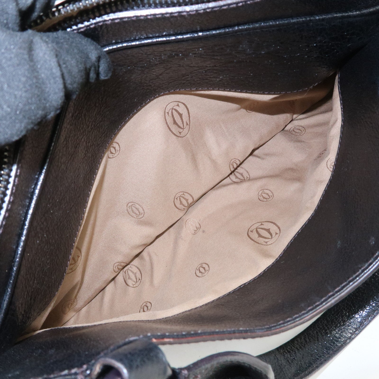 Cartier Must Line Calf Leather Marcello 2WAY Tote Bag Black
