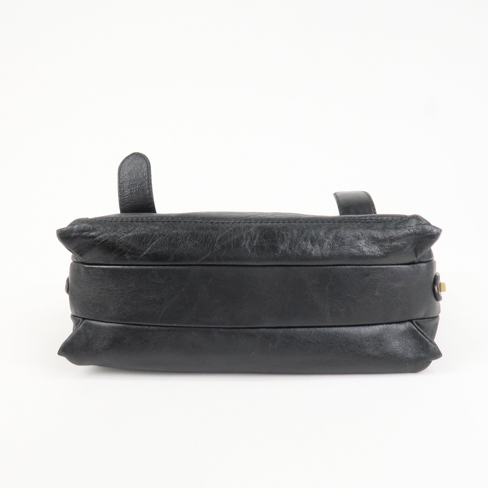 FENDI Leather Shoulder Bag Hand Bag Black 8BR522 Used