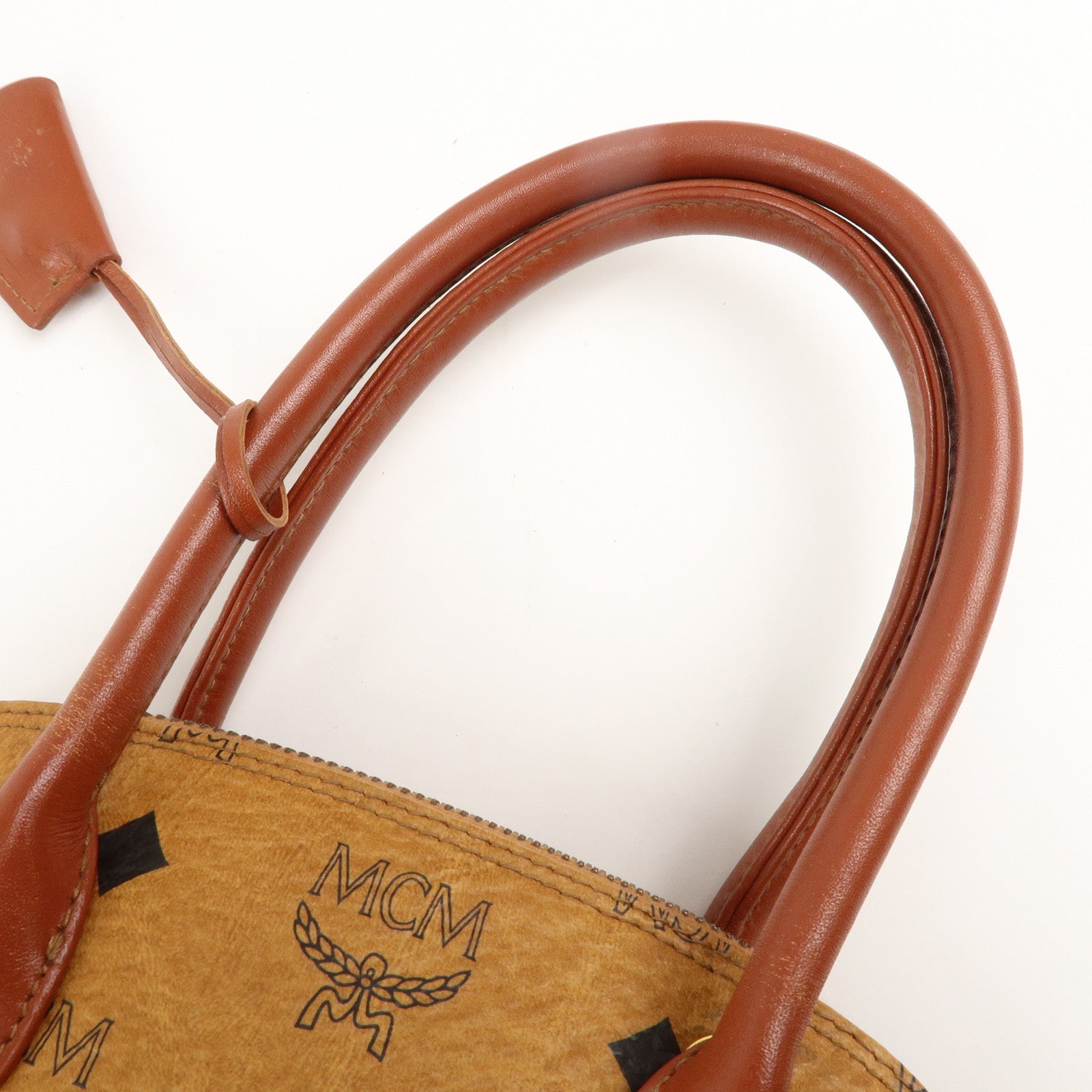 MCM Visetos Logo Leather 2WAY Bag Hand Bag Shoulder Bag Brown