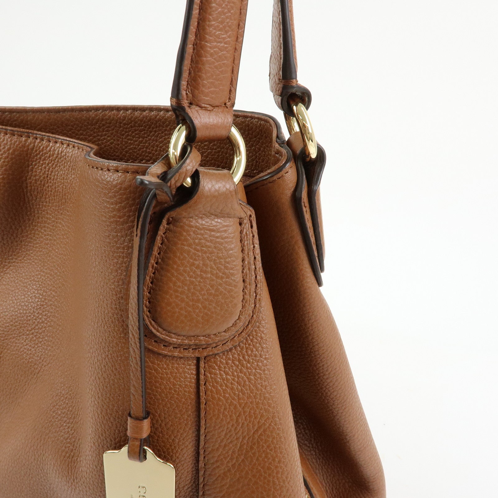 COACH Logo Leather Shoulder Bag Hand Bag Brown