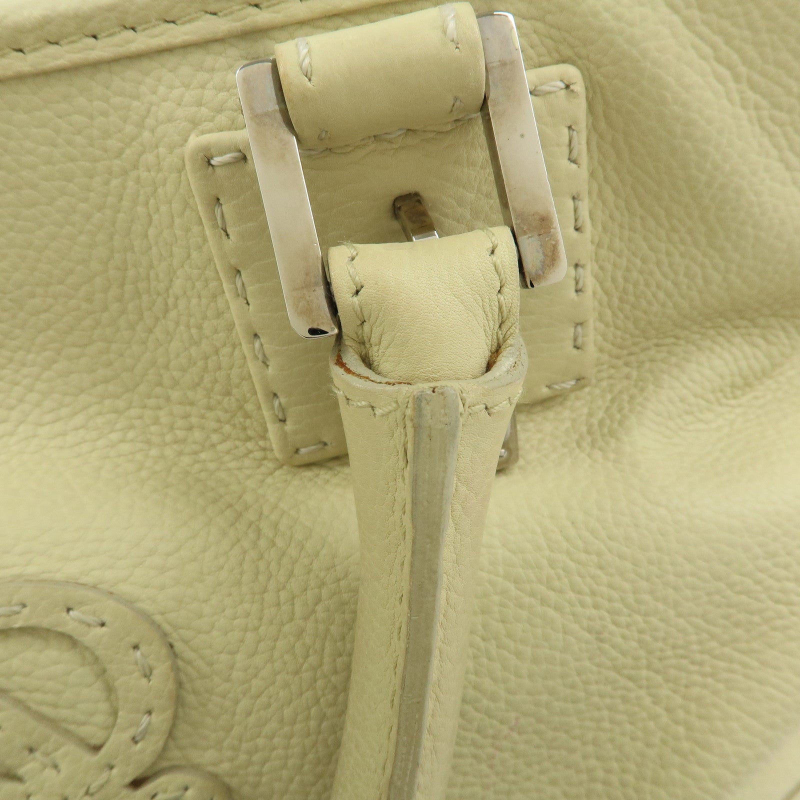 LOEWE Anagram Leather Tote Bag Hand Bag Ivory