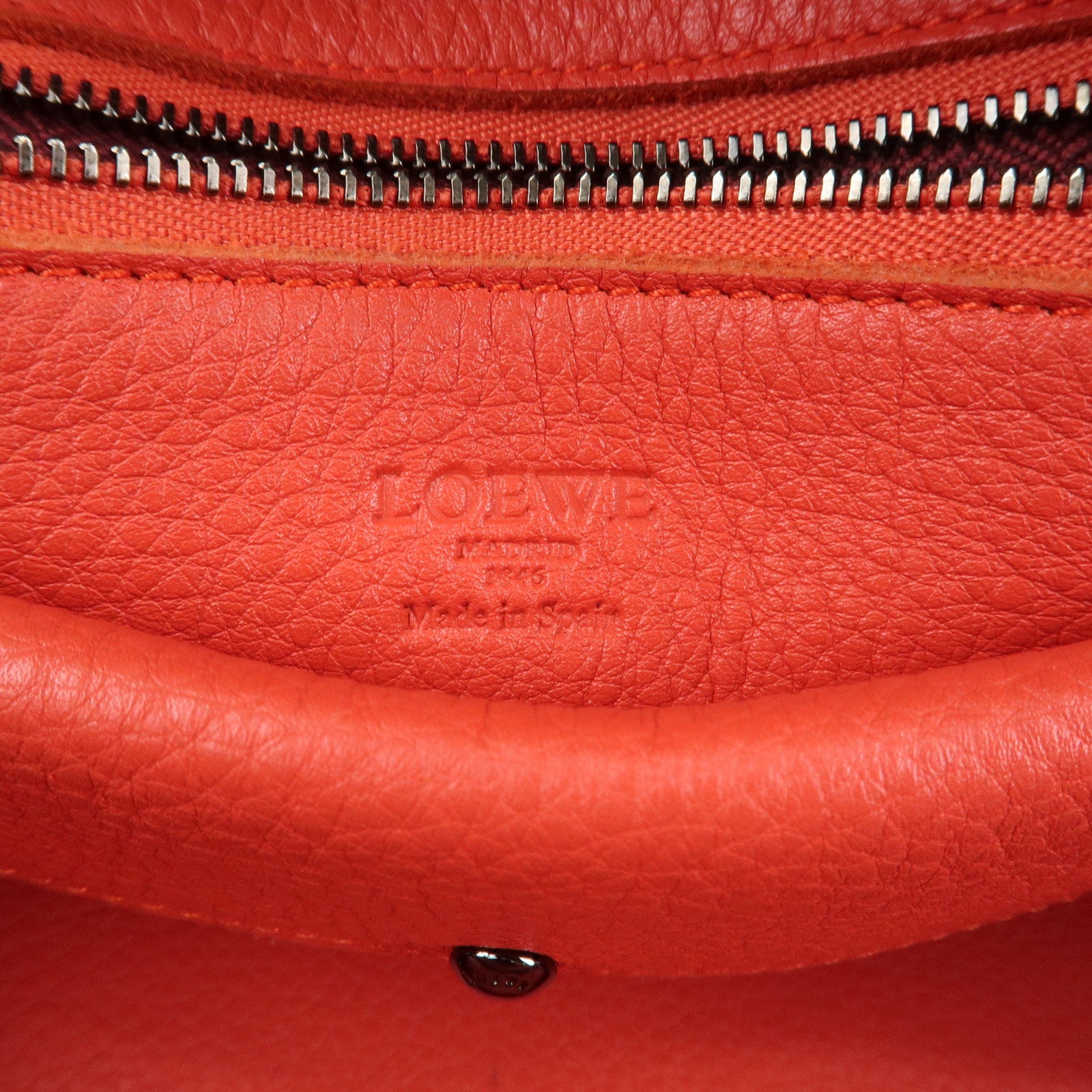 LOEWE Anagram Leather Suede Amazona 28 Hand Bag Orange Red