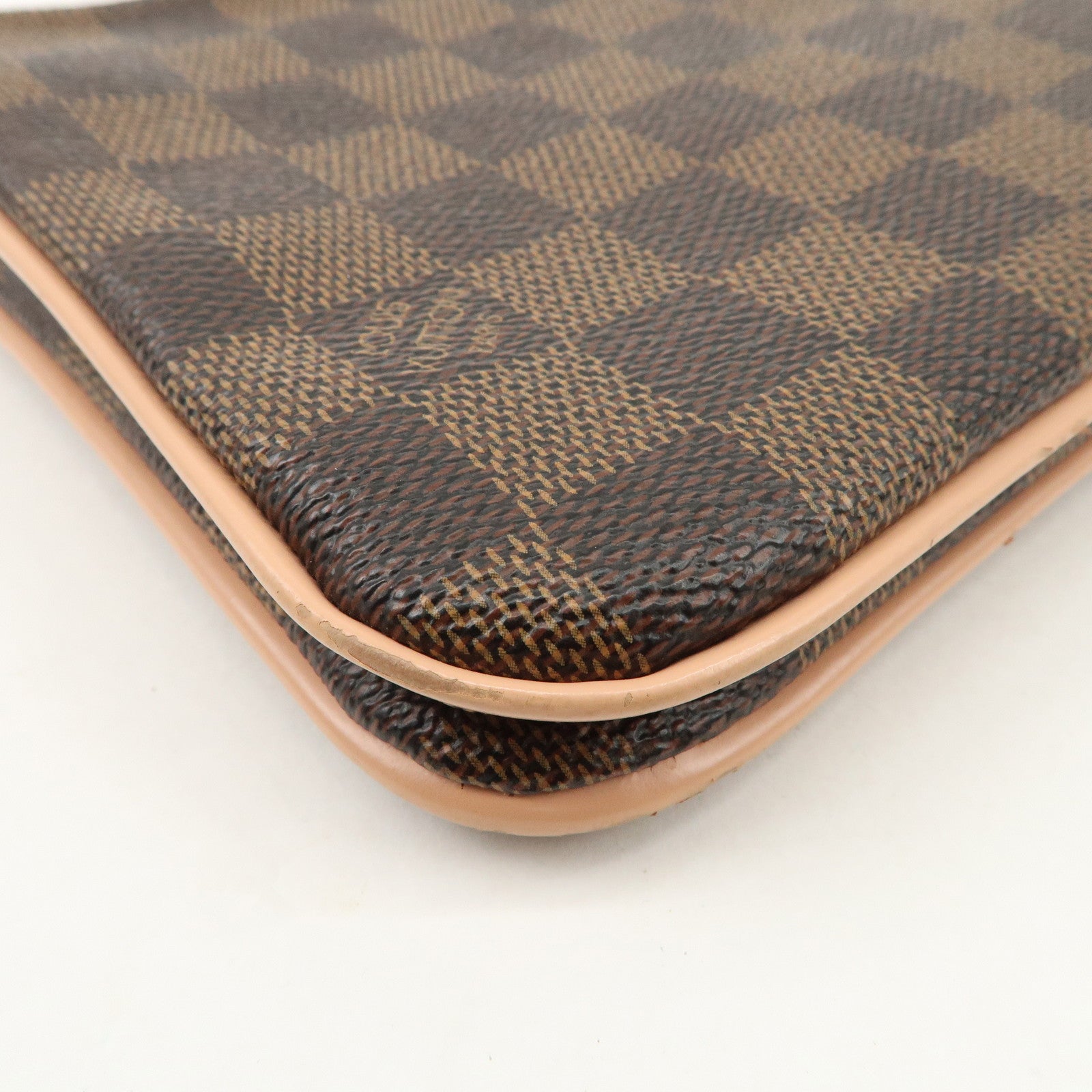 Louis Vuitton Damier Pochette Double Zip Shoulder Bag Brown N60254 Used