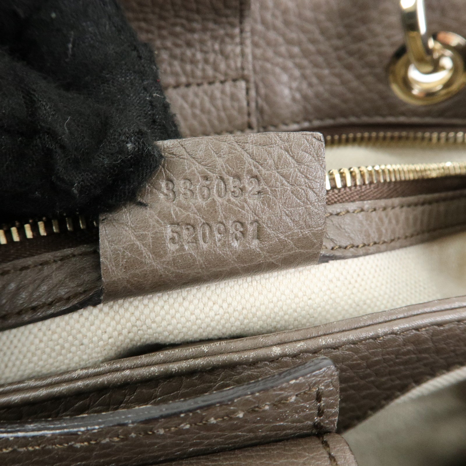 GUCCI Bamboo Leather Shopper Small 2Way Bag Greige 336032