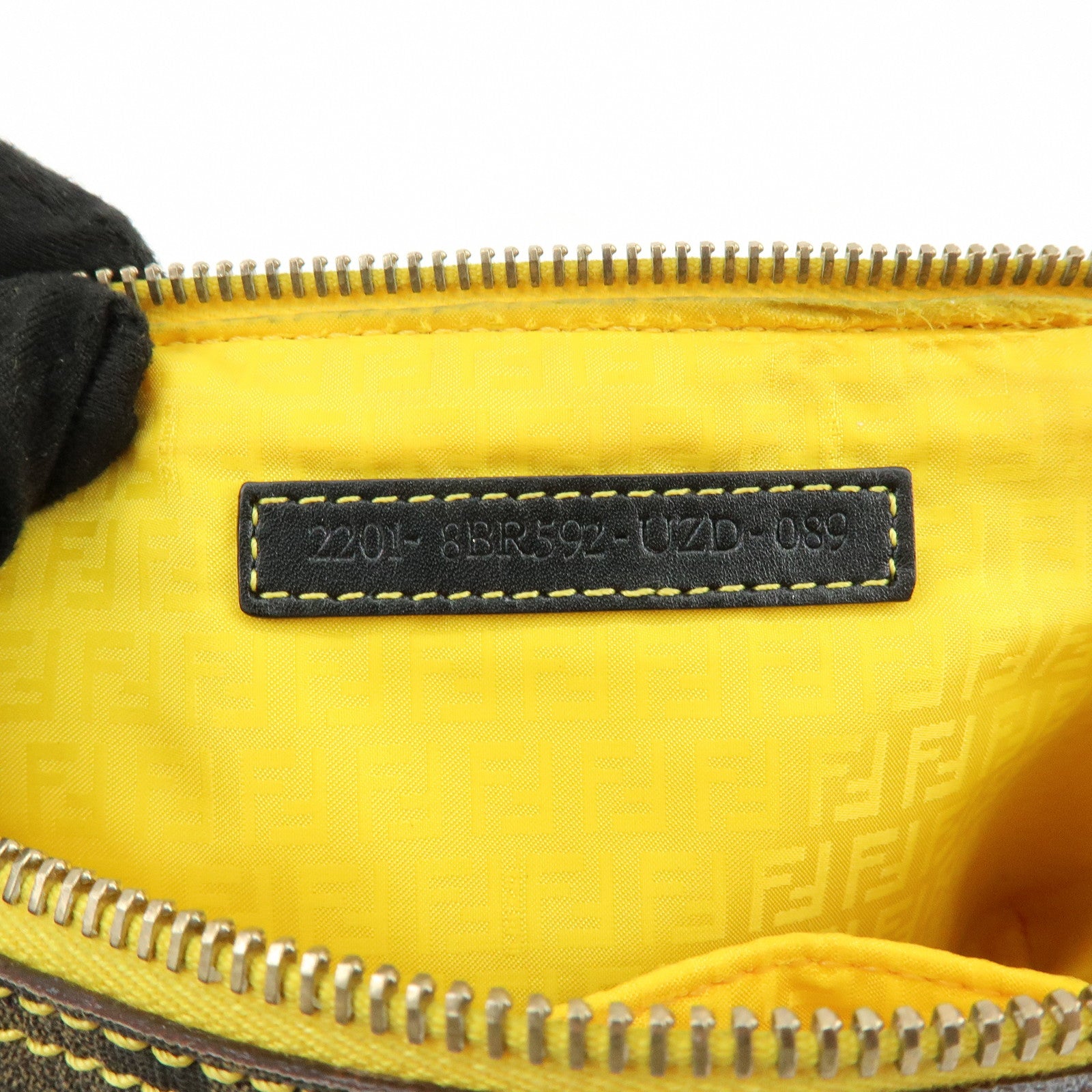 FENDI Zucca Print PVC Chain Accessory Pouch Brown Yellow 8BR592