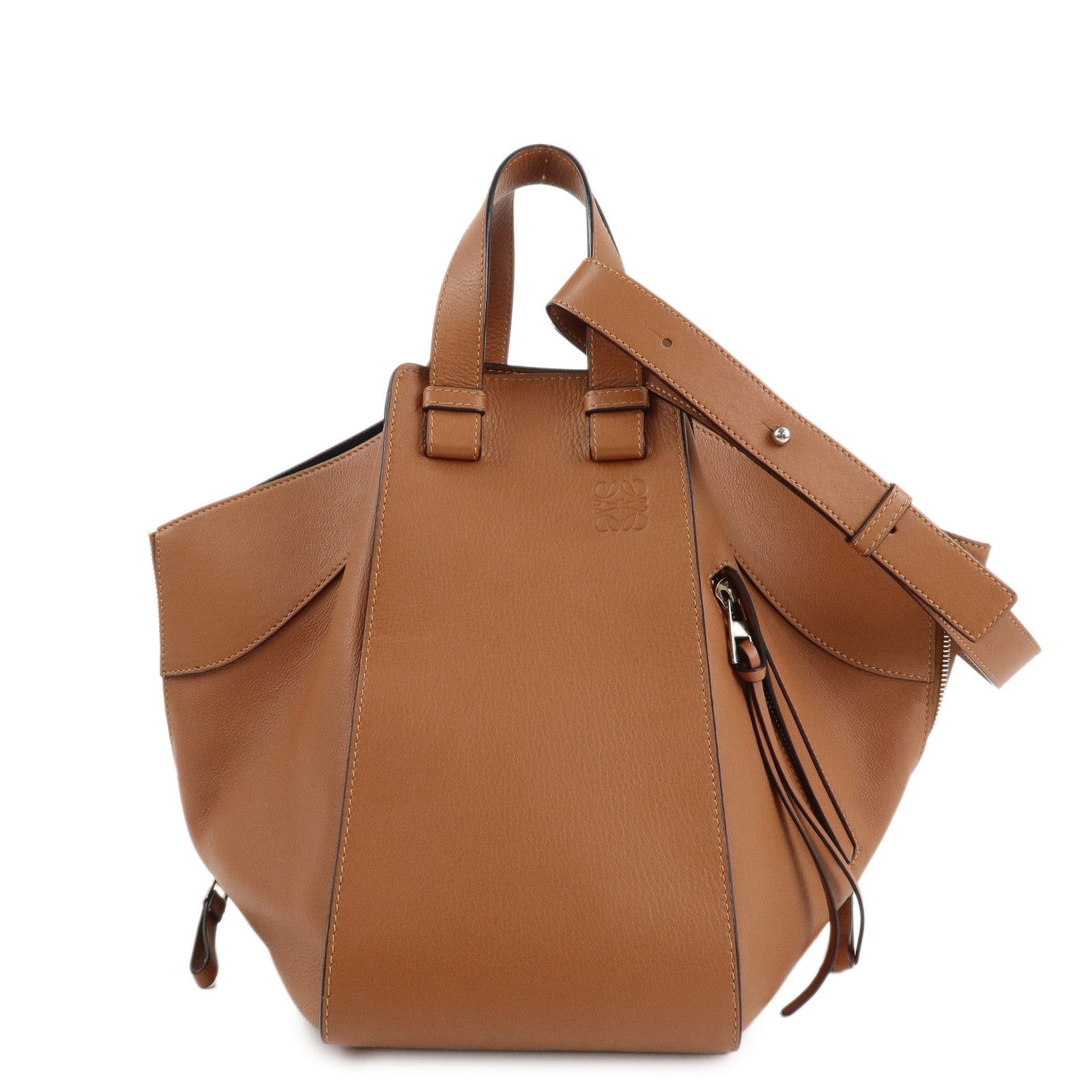 LOEWE Anagram Leather Hammock Small Shoulder Bag Tan Brown