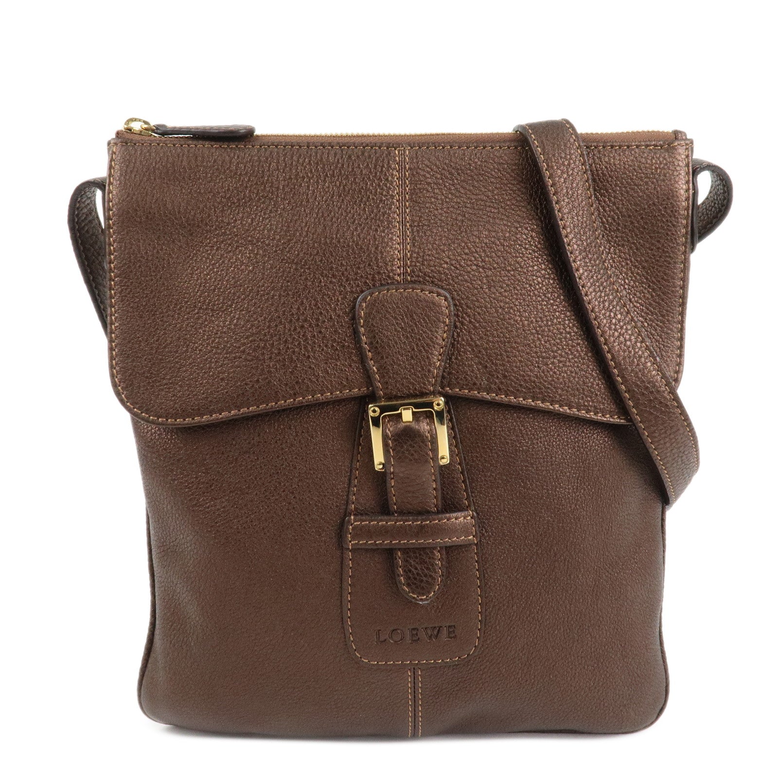 LOEWE Senda Leather Shoulder Bag Shoulder Bag Crossbody Bag Brown Used