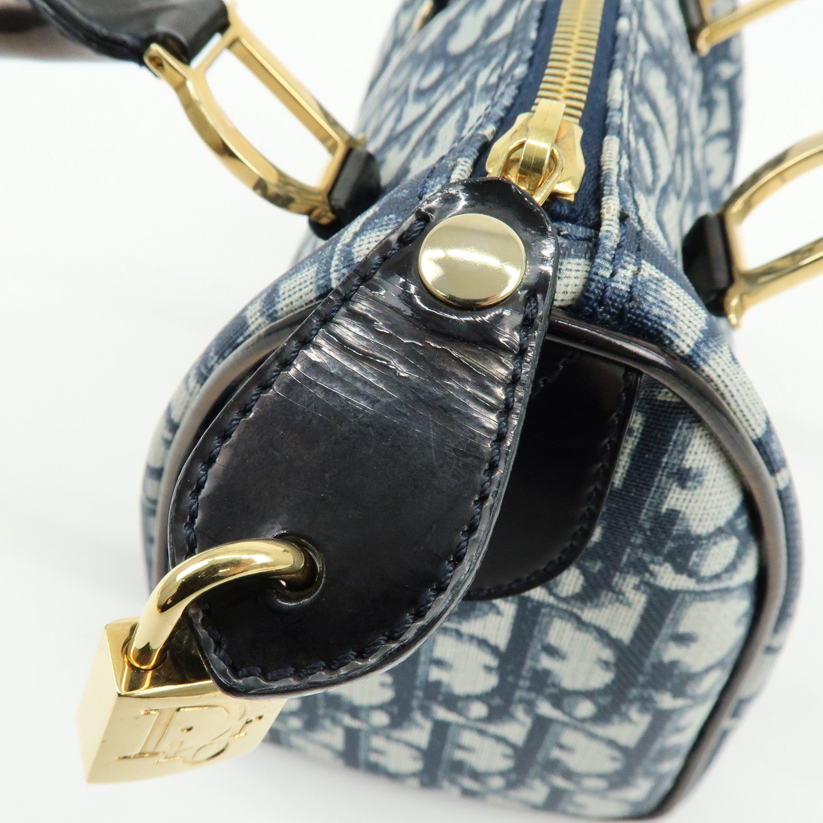Christian Dior Trotter PVC Canvas Patent Leather Mini Boston Bag