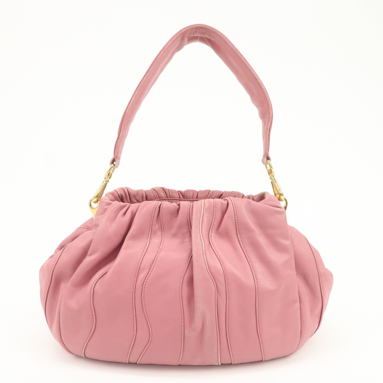 PRADA Leather 2Way Bag Hand Bag Shoulder Bag Pink BN1682