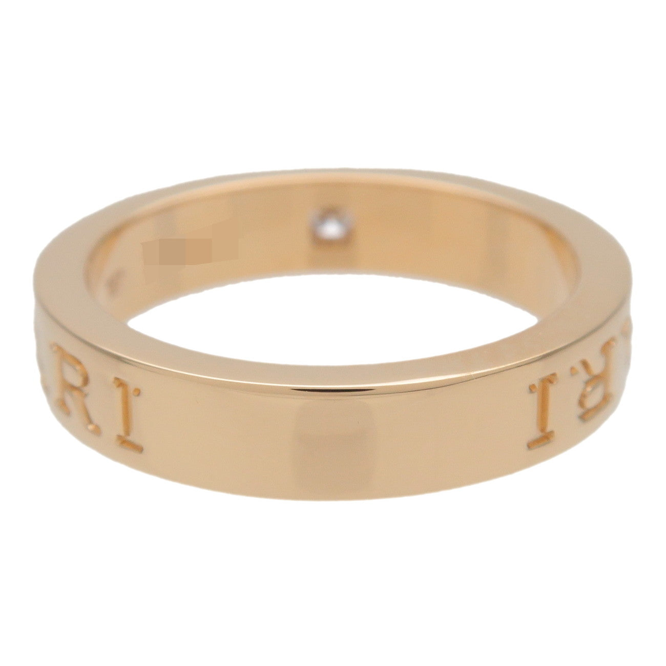 BVLGARI Double Logo 1P Daimond Ring 750YG Yellow Gold US6.5 EU53