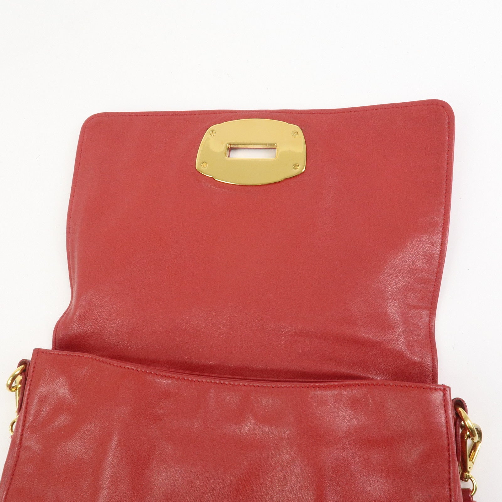 MIU MIU Logo Nappa Leather Shoulder Bag Crossbody Bag Red