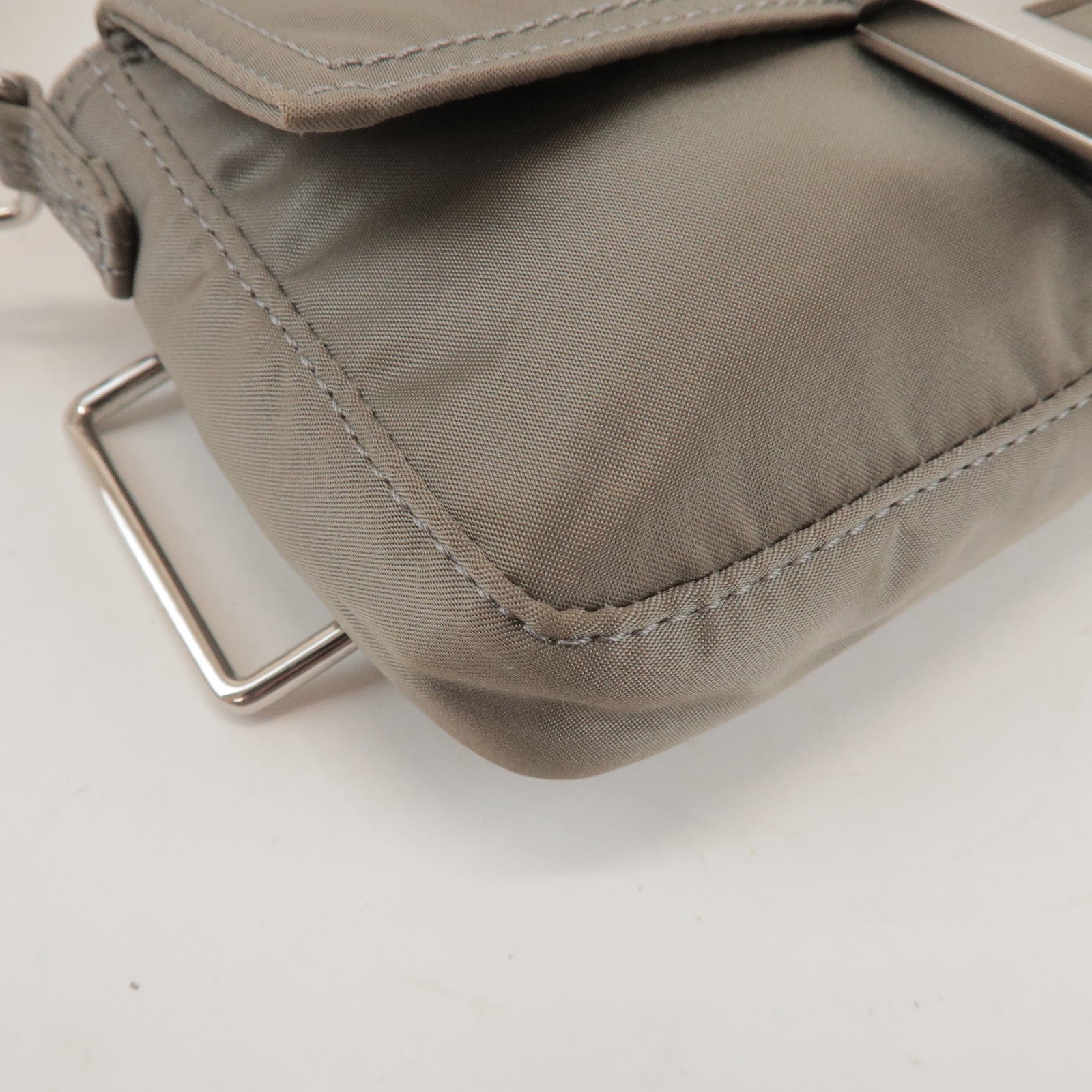 FENDI × PORTER Nylon Leather Baguette Mini 2WAY Bag Grey 7AS138