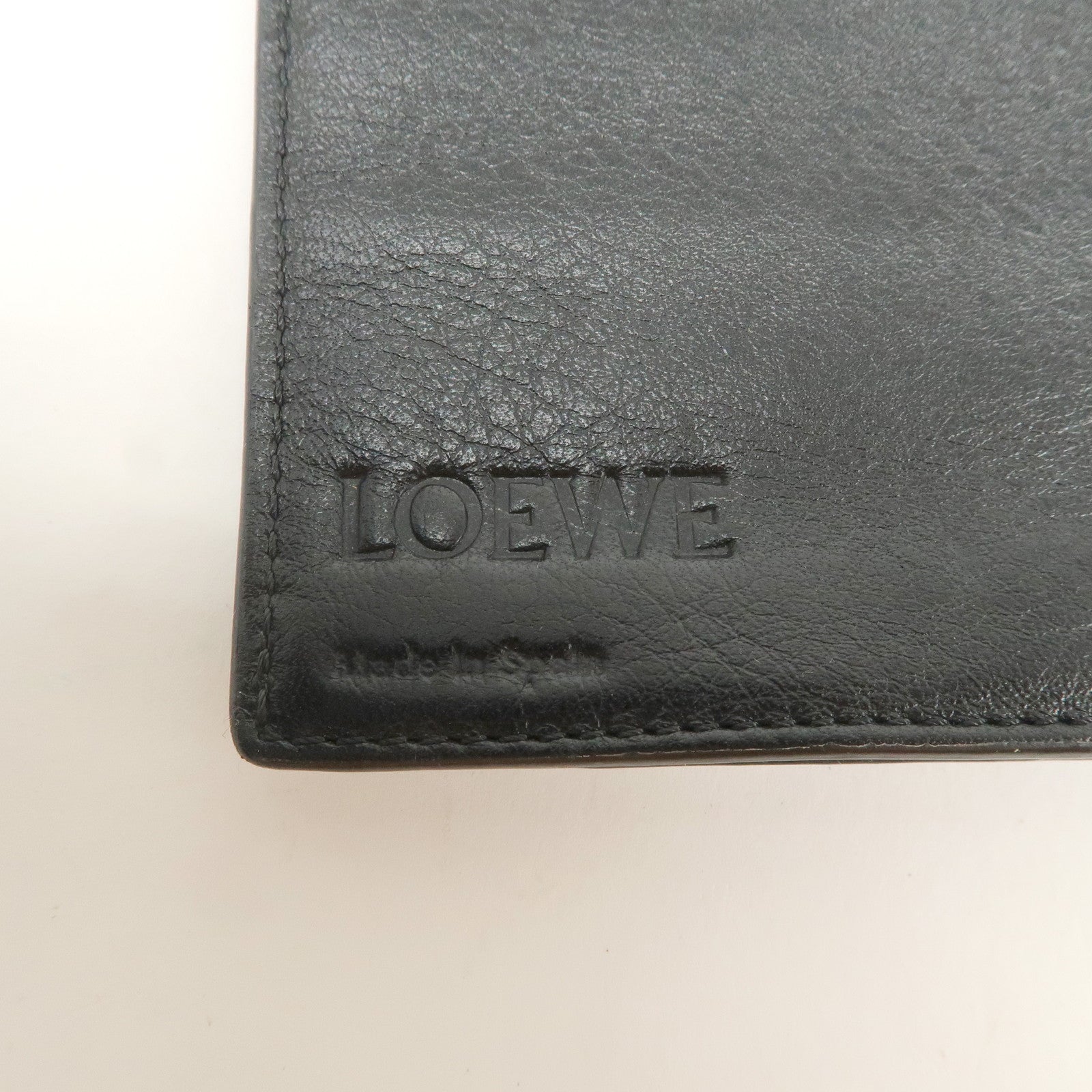 LOEWE Logo Leather Bi-fold Long Wallet Black 062047