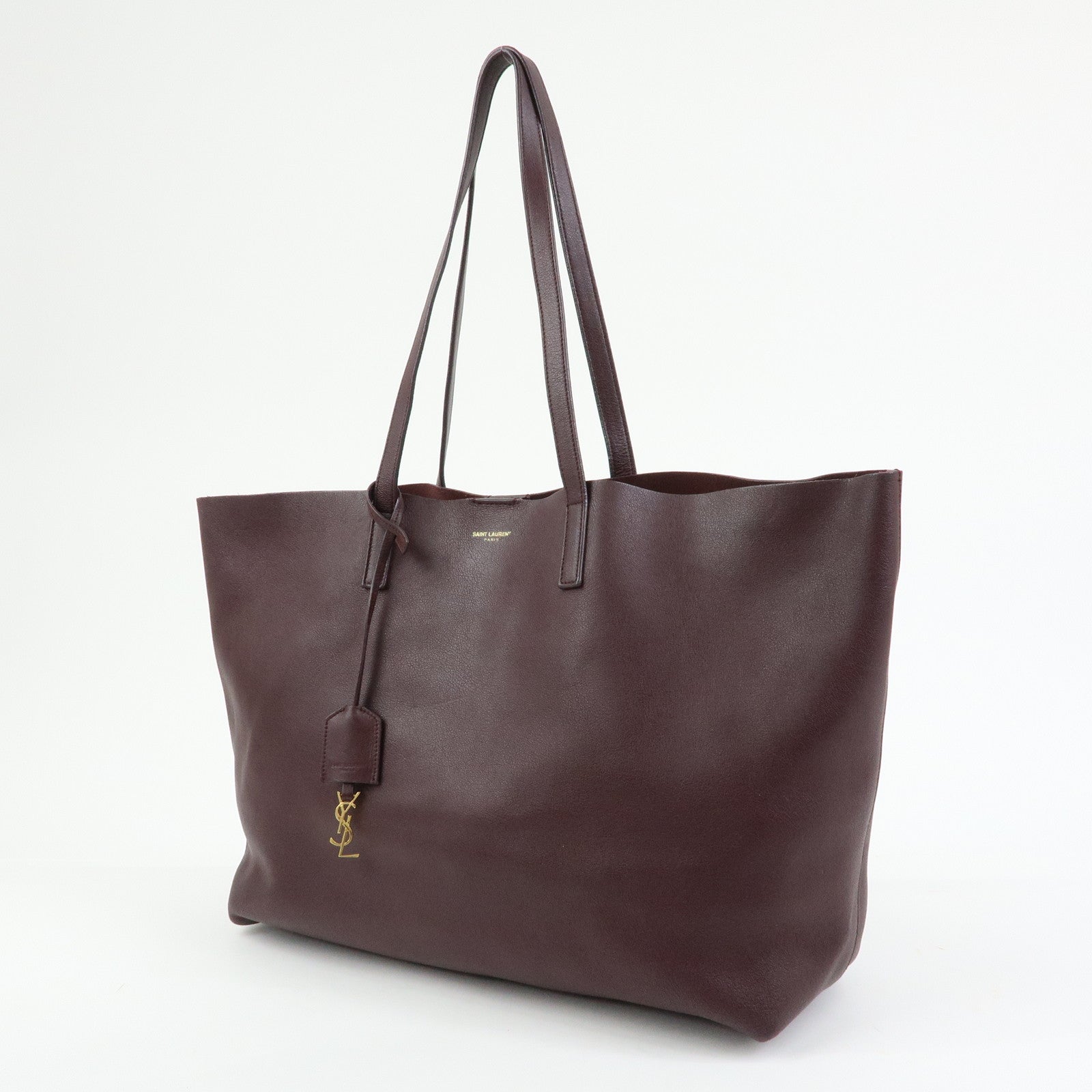 SAINT LAURENT PARIS Calf Leather Tote Shoulder Bag Bordeaux 394195