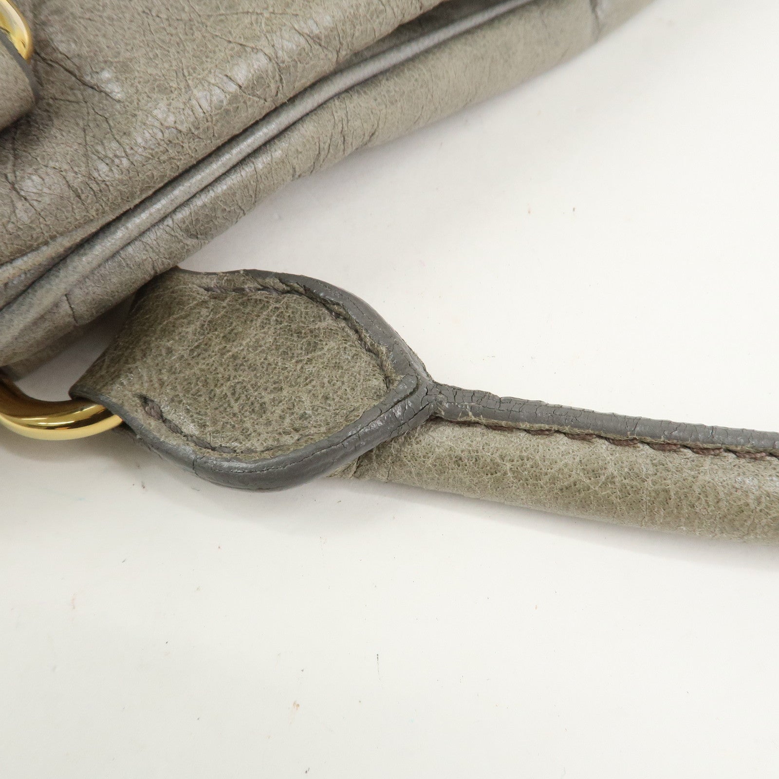 MIU MIU Logo Leather Hand Bag Shoulder Bag Gray