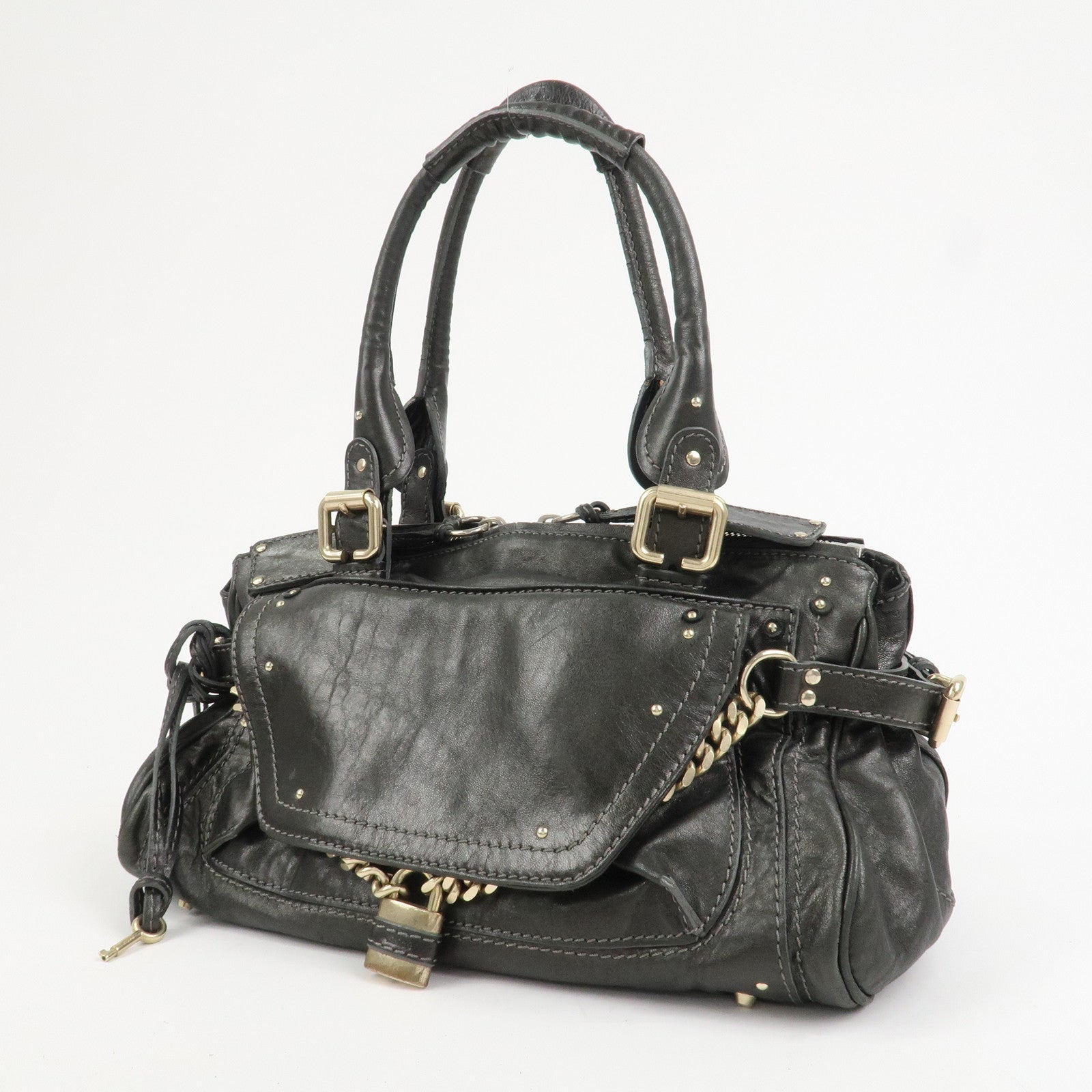 Chloe Paddington Leather Hand Bag Shoulder Bag Black