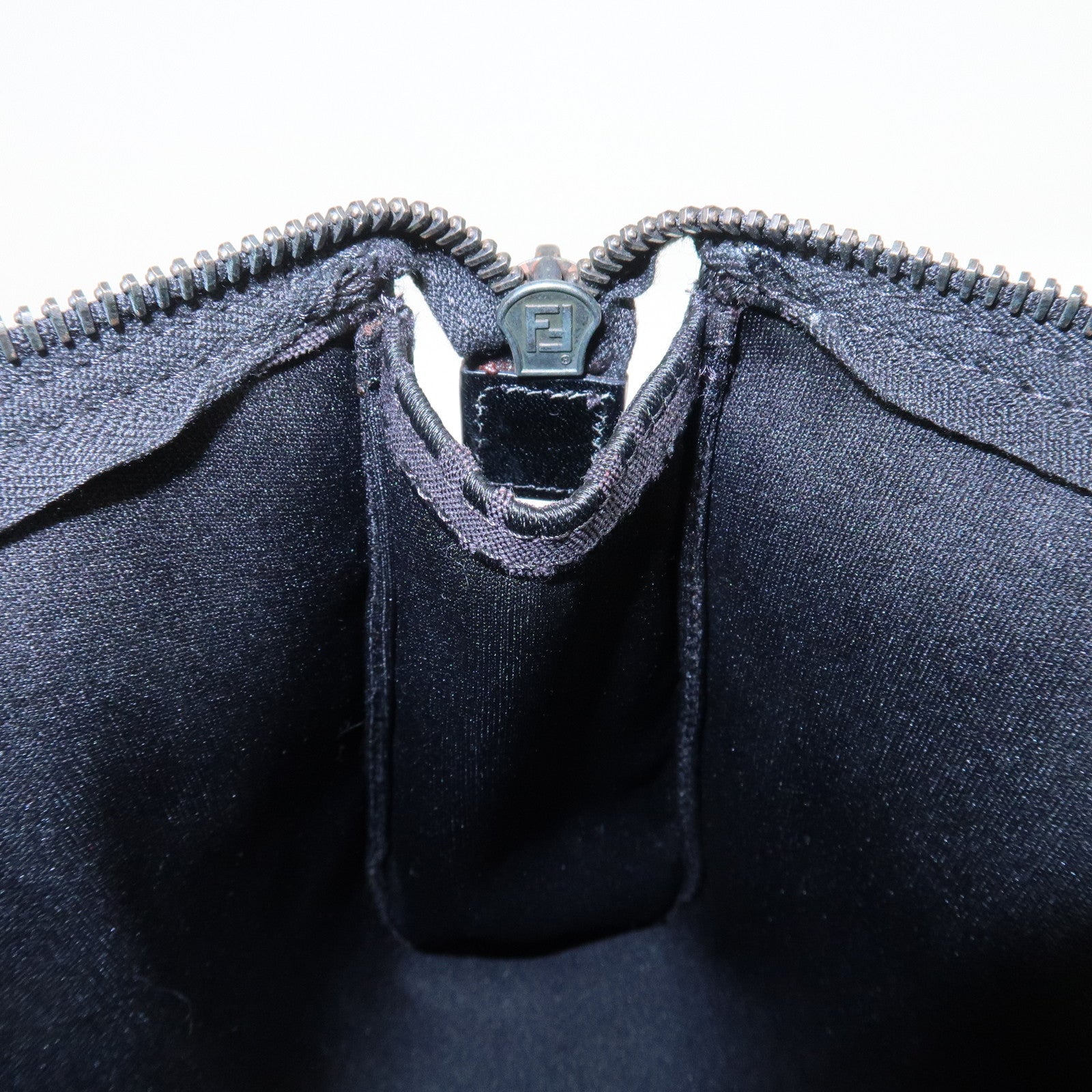 FENDI Zucchino Logo Canvas Cosmetic Pouch Black 7N0007