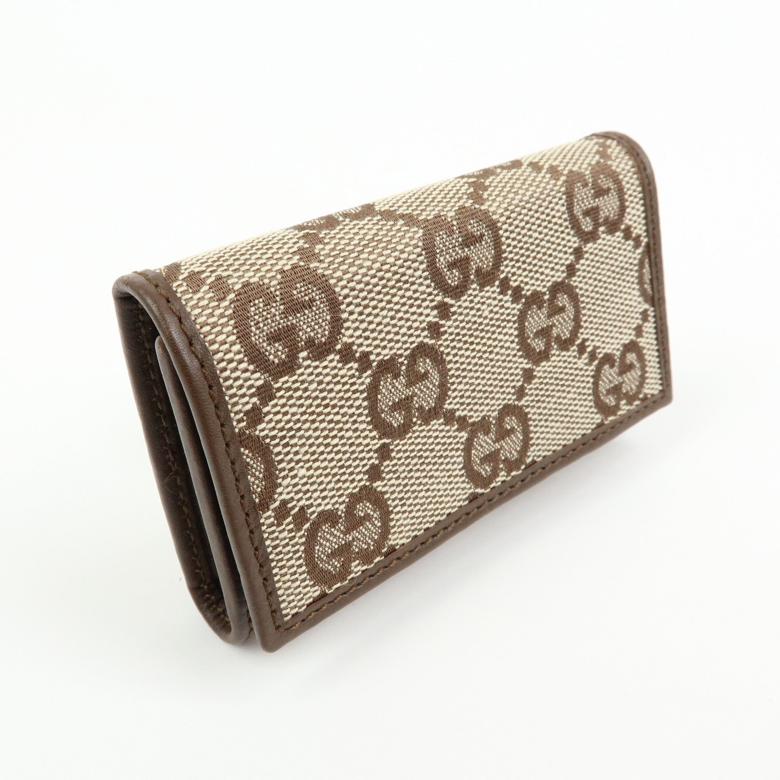 GUCCI GG Canvas Leather 6 Ring Key Case Beige Brown