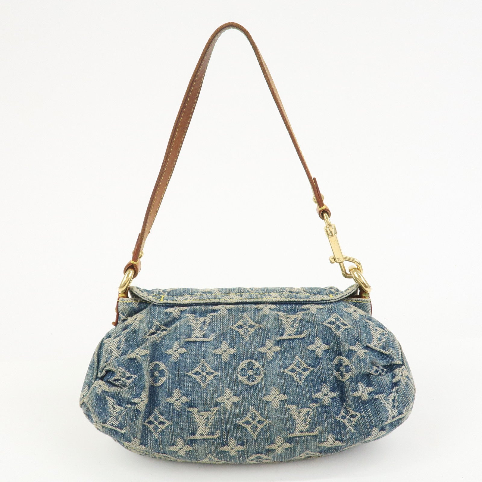 Louis Vuitton Monogram Denim Mini Pleaty Shoulder Bag Blue M95050