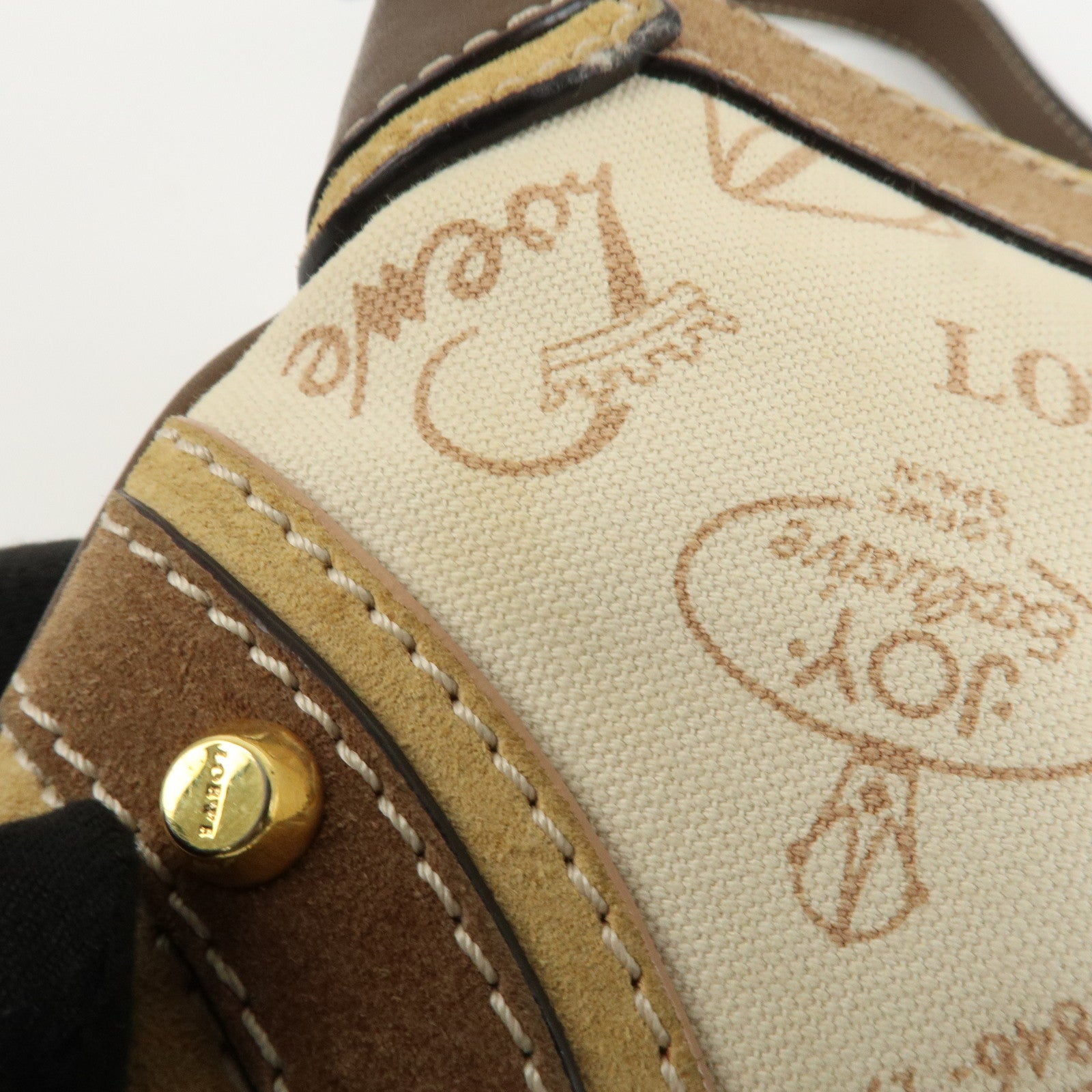 LOEWE Anagram Canvas Suede Leather Shoulder Bag 160th Anniverssary Used