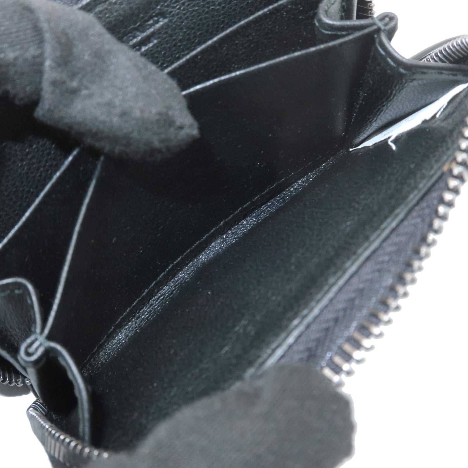 BOTTEGA VENETA Intrecciato Leather Coin Case Black Used