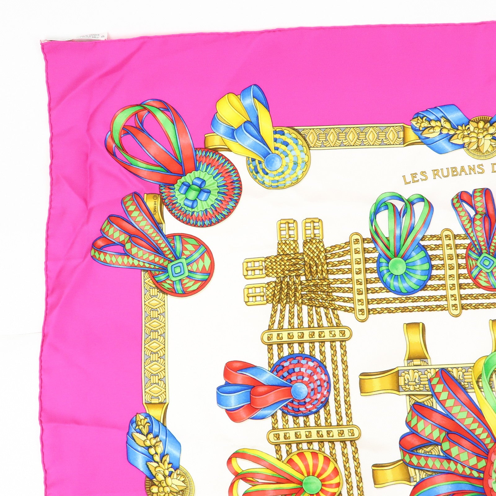 HERMES Carre 90 Set of 2 Silk 100% Scarf Blue White Pink