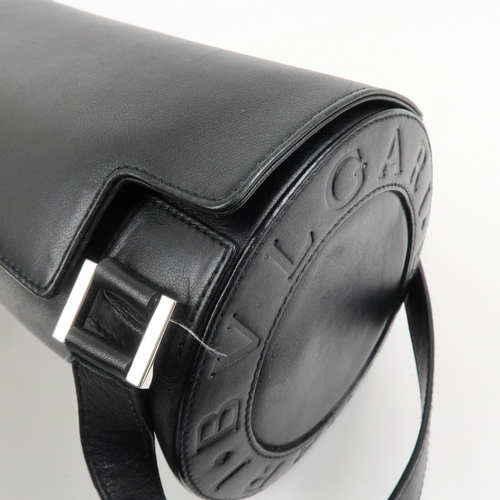 BVLGARI B-zero 1 Drum Leather Shoulder Bag Black