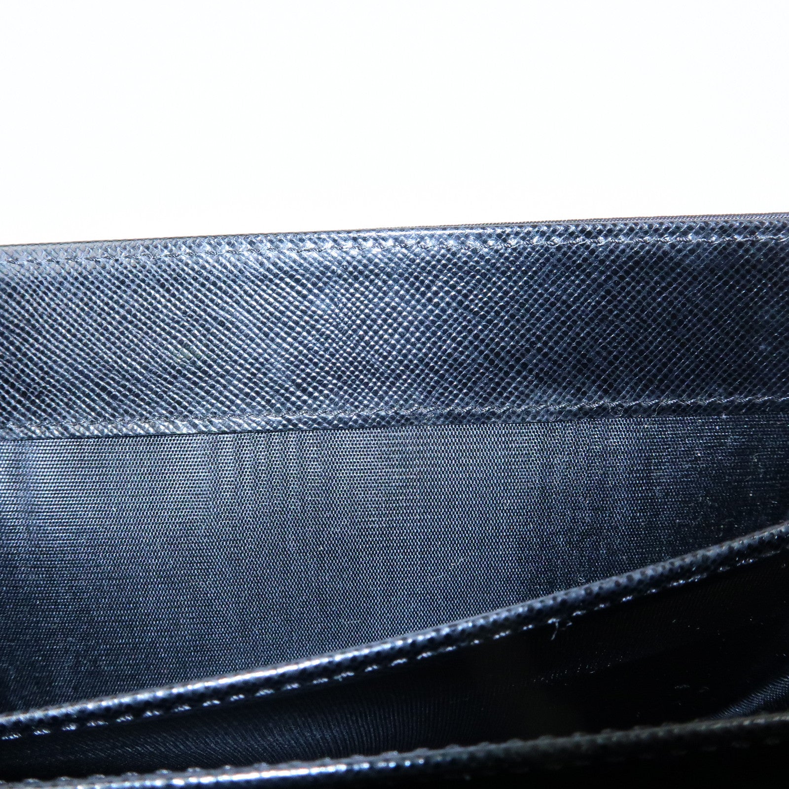 PRADA Triangle Logo Nylon Leather Long Wallet Black M608