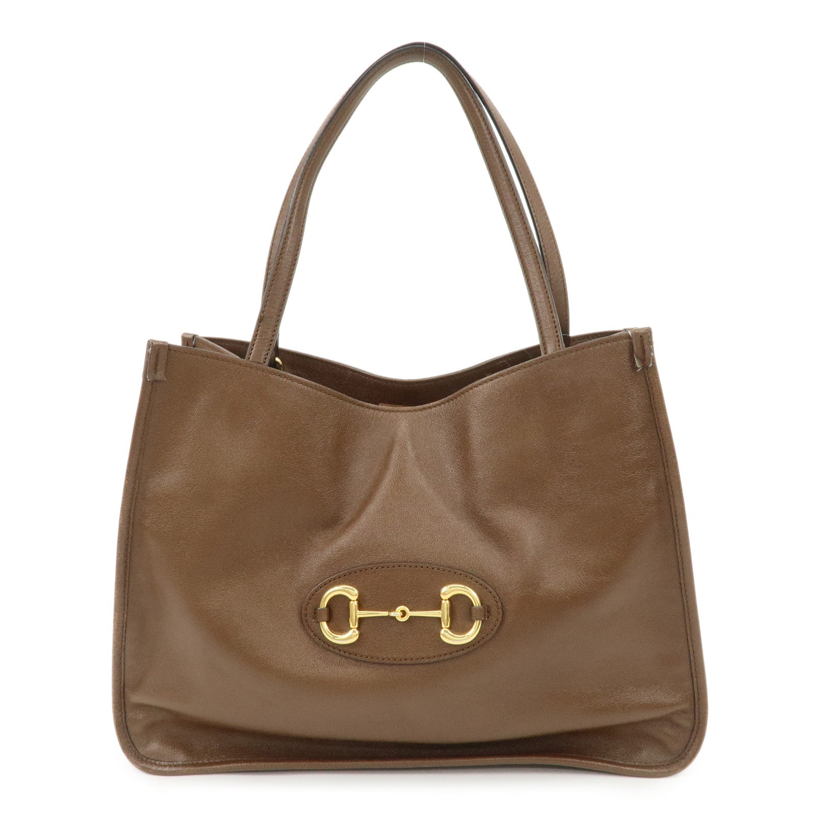 GUCCI Horsebit Leather Tote Bag Shoulder Bag Hand Bag Brown 623694