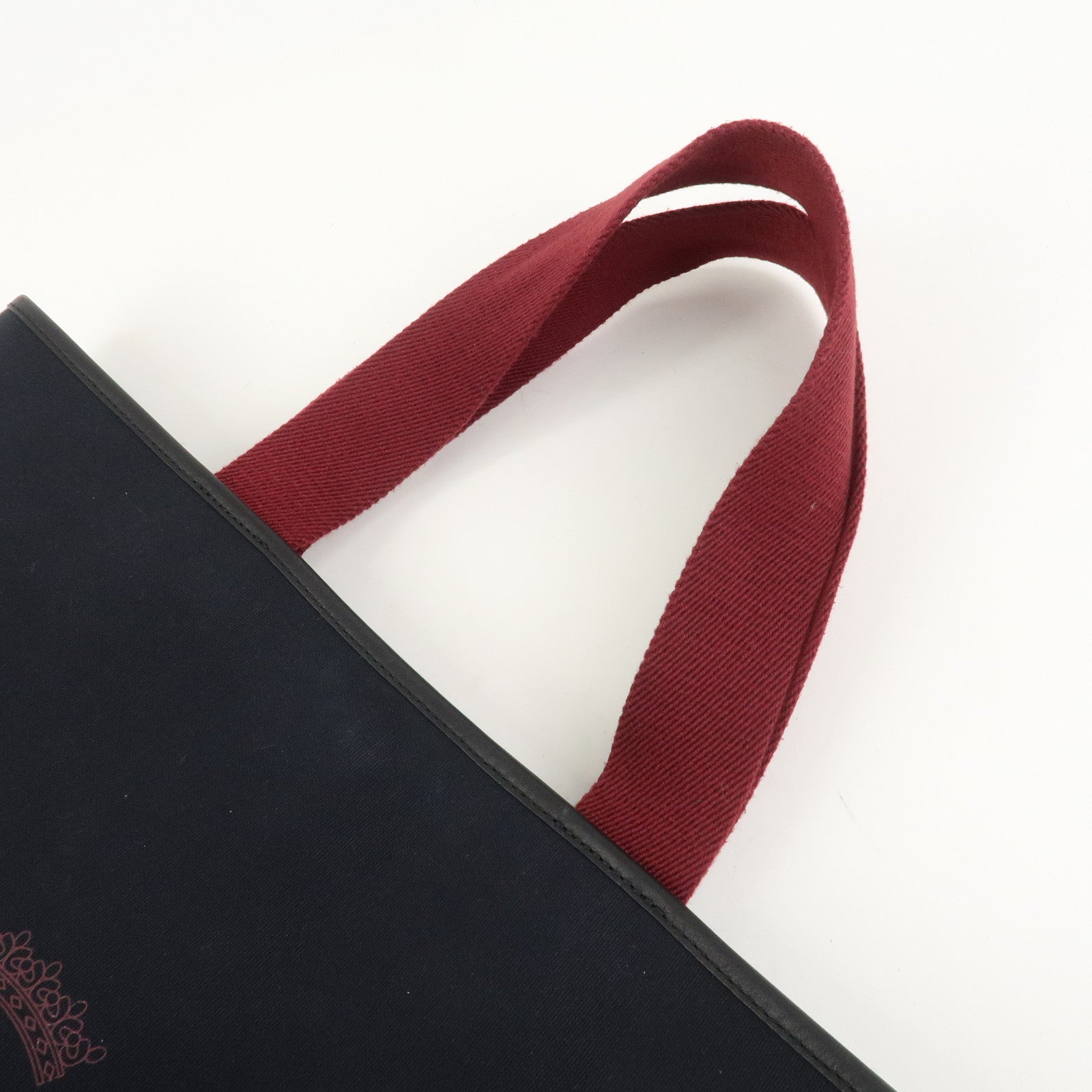 LOEWE Heritage Canvas Leather Tote Bag Hand Bag Black Bordeaux