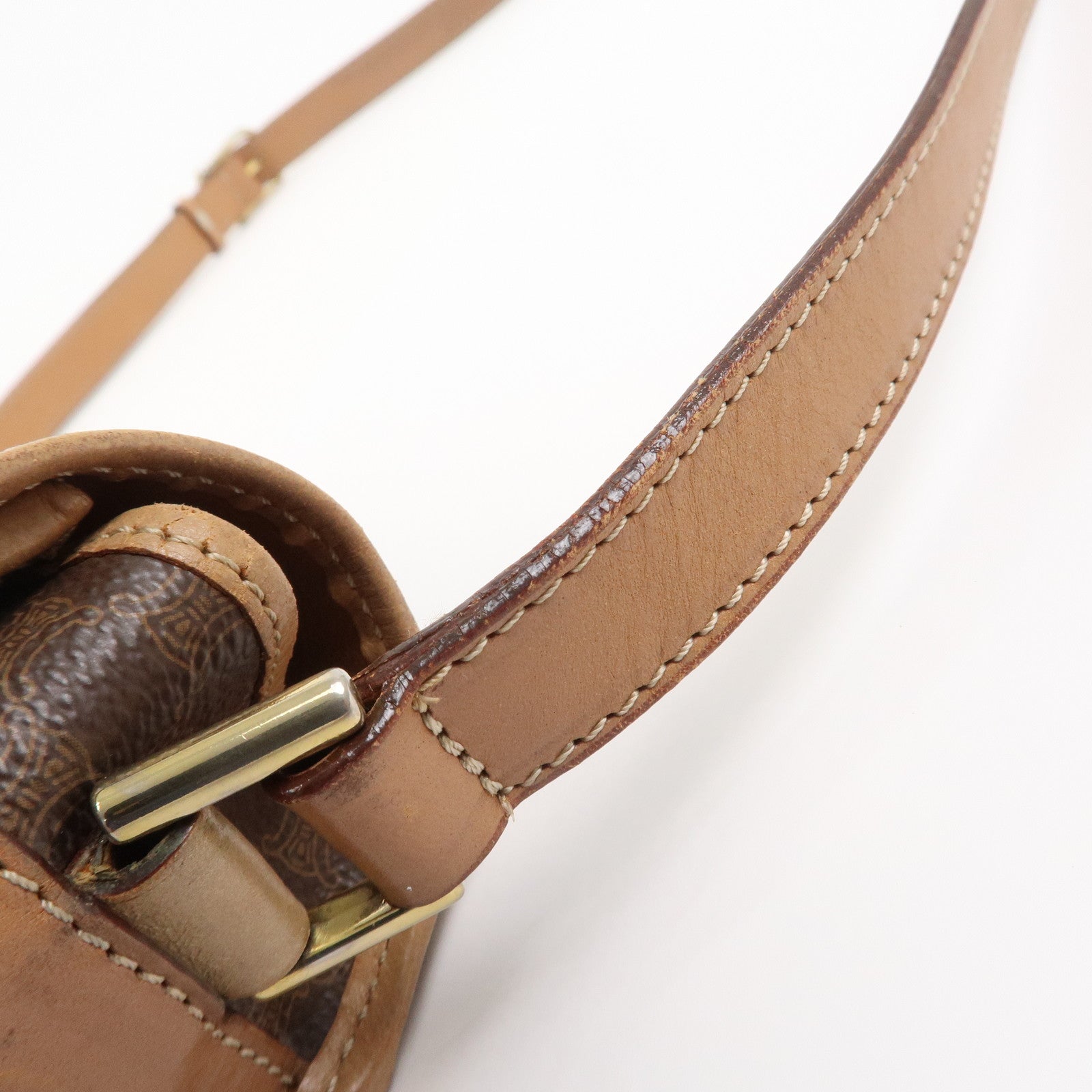 CELINE Macadam PVC Leather Shoulder Bag Crossbody Bag Brown
