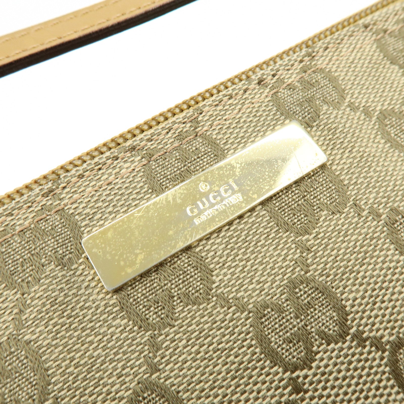 GUCCI Boat Bag GG Canvas Leather Hand Bag Beige Yellow 039・1103