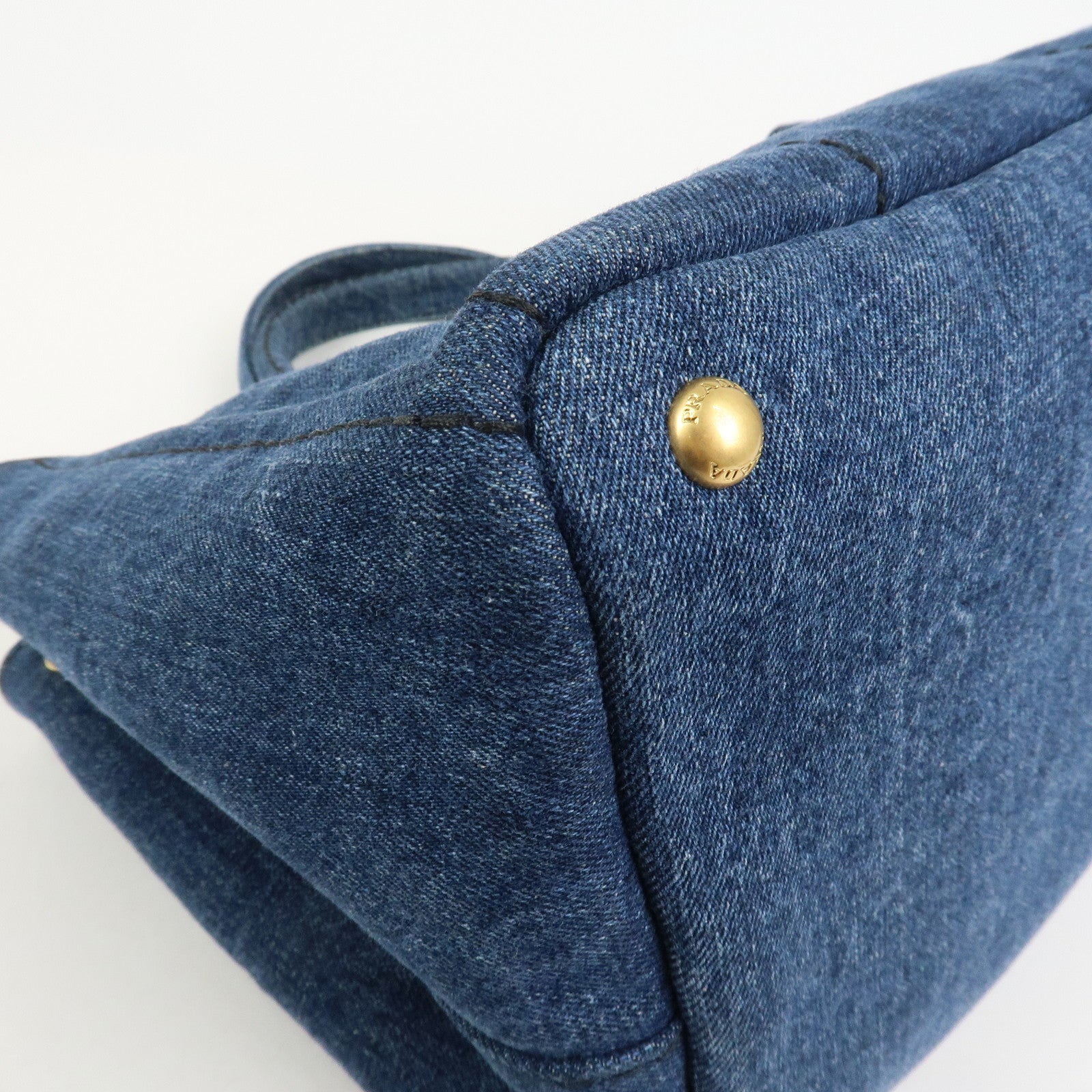 PRADA Denim Canapa Large 2Way Bag Tote Bag Shoulder Bag Navy B1872B