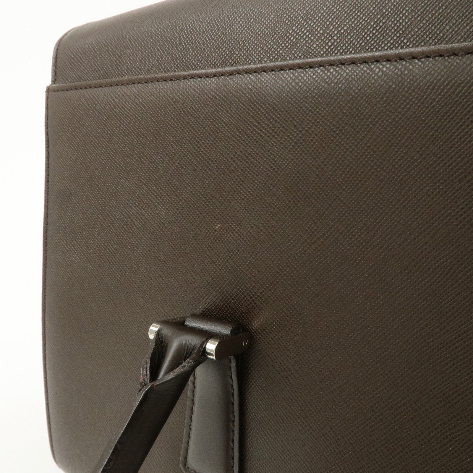 BURBERRY Leather Hand Bag Dark Brown
