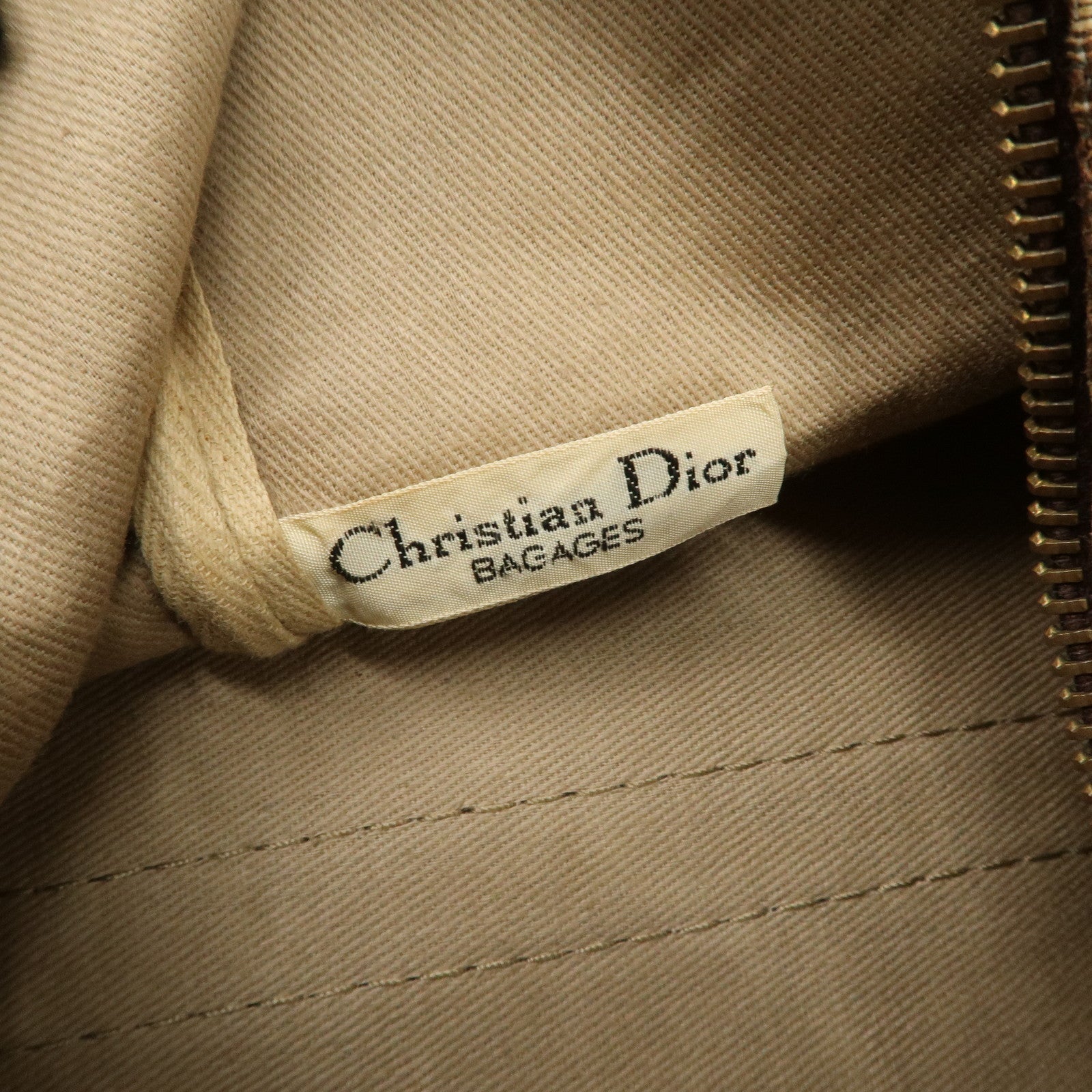Christian Dior Trotter Jacquard Canvas Boston Bag Hand Bag Brown