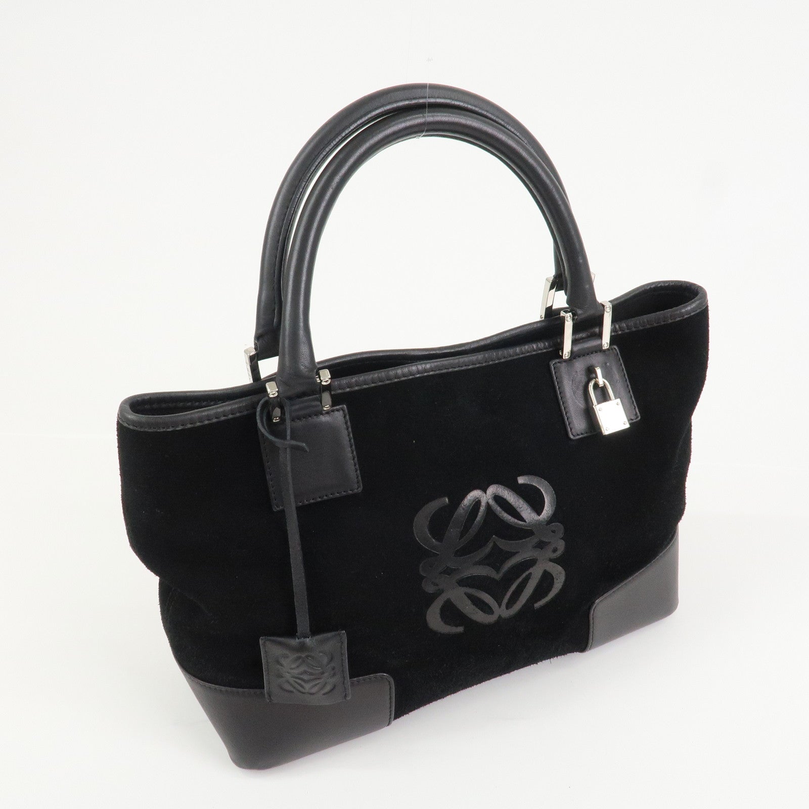 LOEWE Anagram Leather 2WAY Bag Shoulder Bag Hand Bag Black