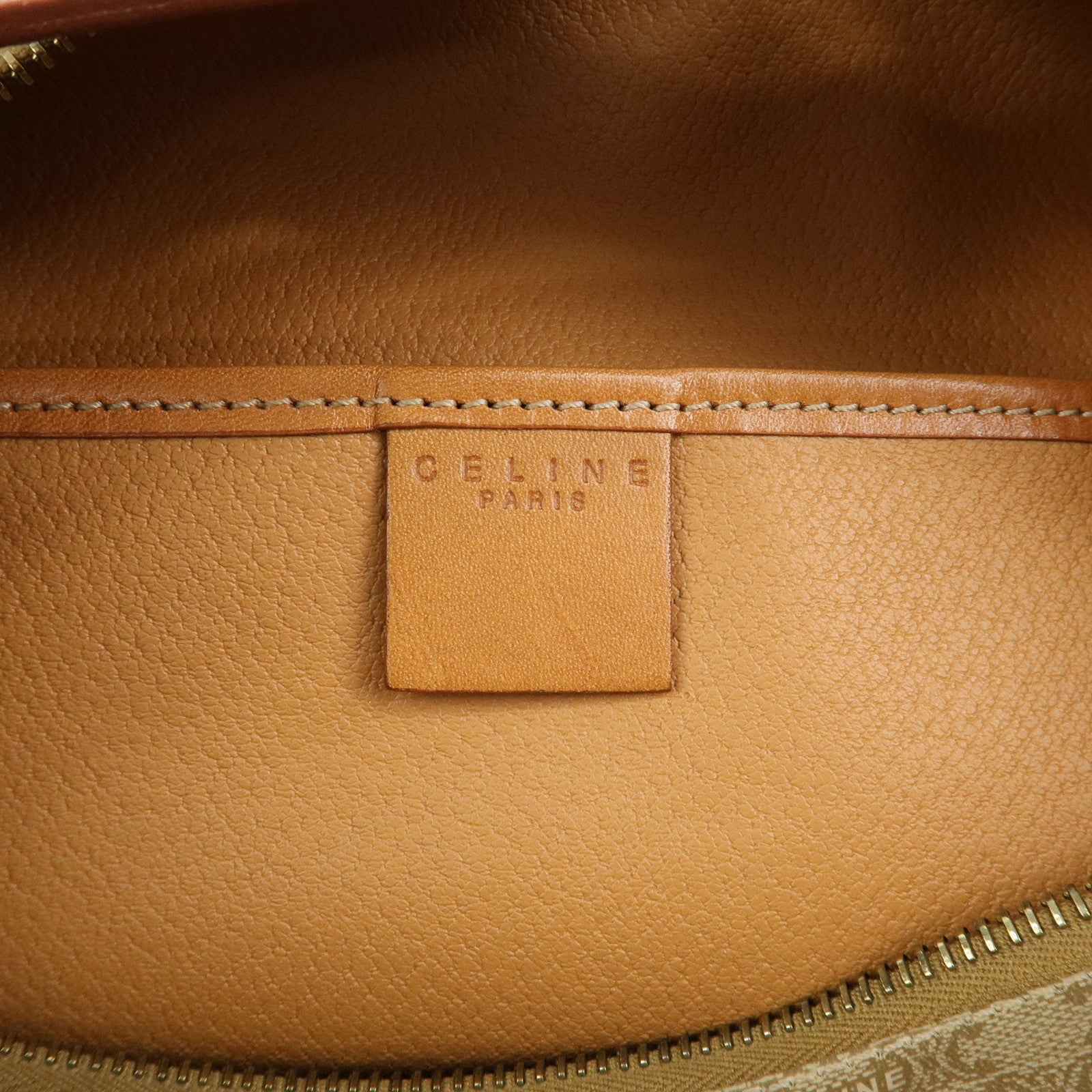 CELINE Macadam PVC Leather Hand Bag Cosmetic Pouch Beige