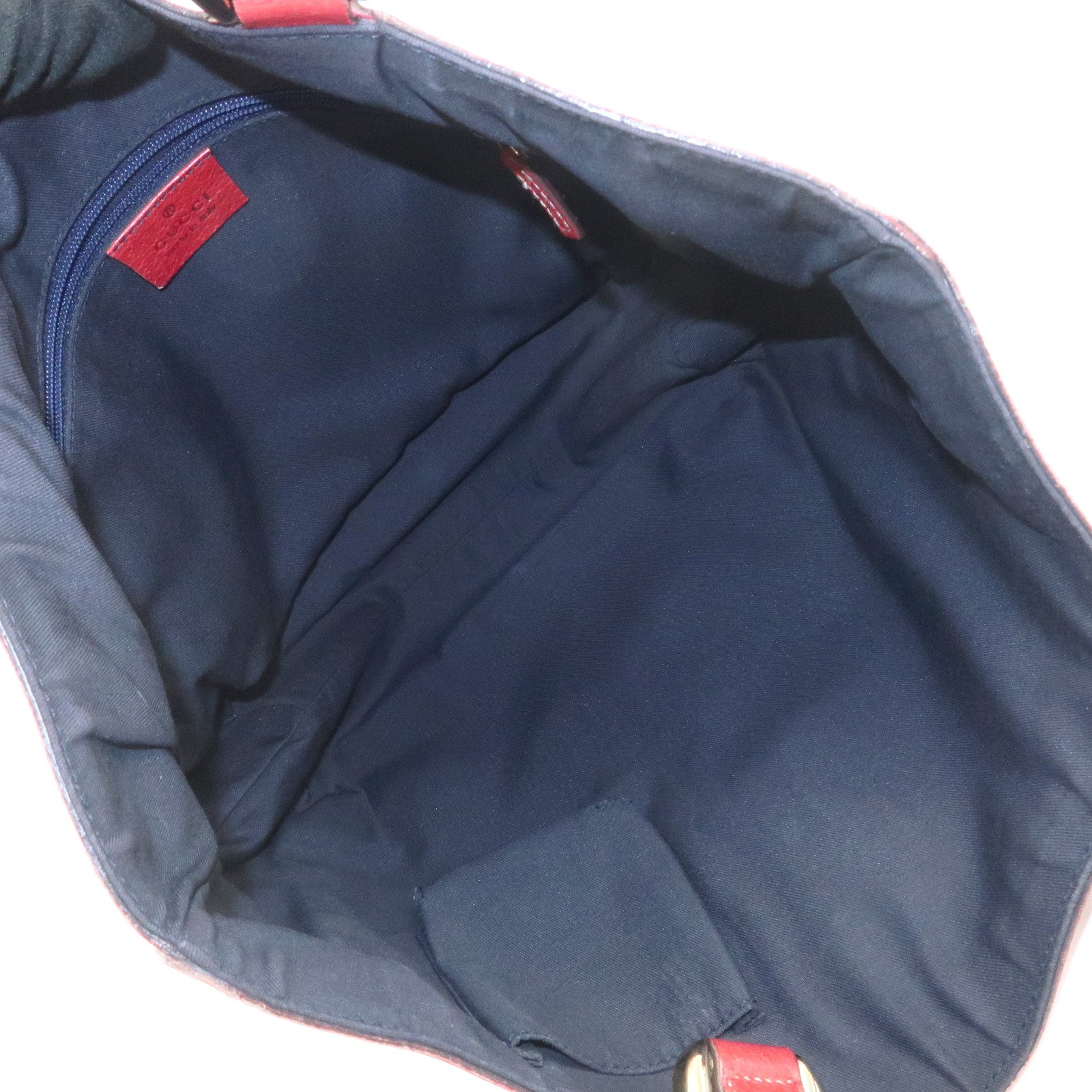 GUCCI Abbey GG Canvas Leather Hand Bag Red Navy 130739