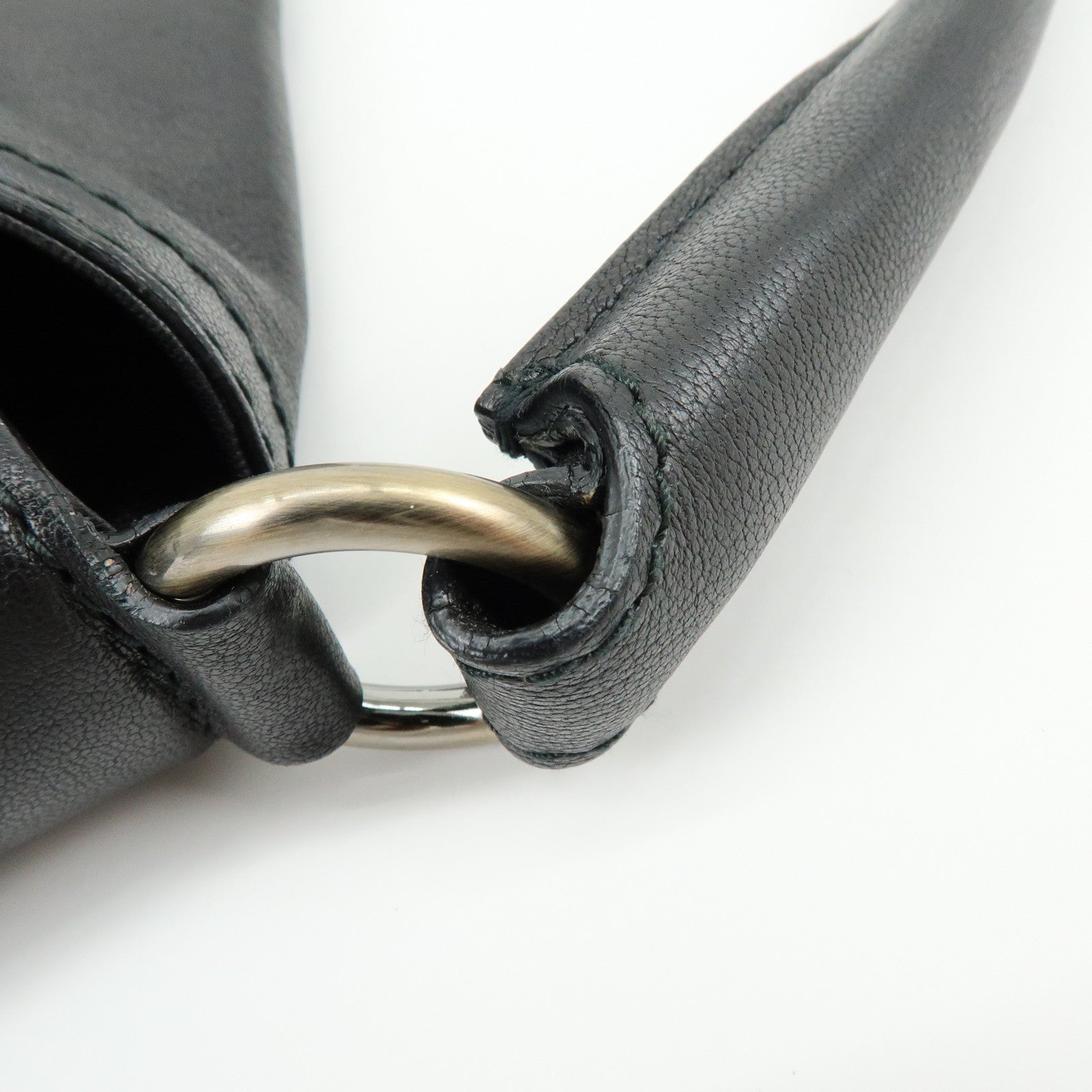 Ferragamo Gancini Leather Shoulder Bag Hand Bag Black