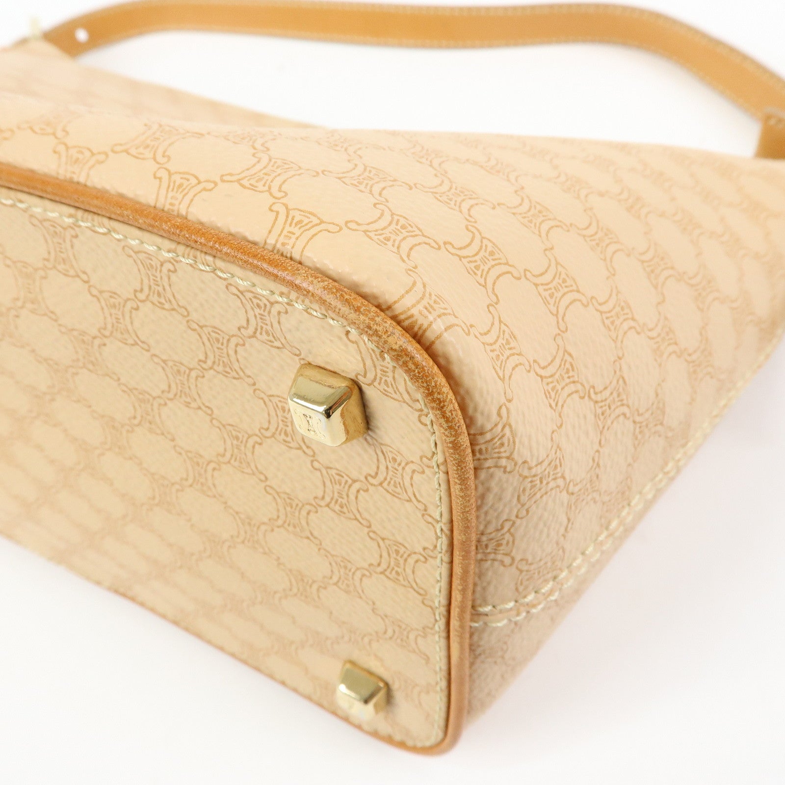 CELINE Macadam PVC Leather Hand Bag Shoulder Bag Beige